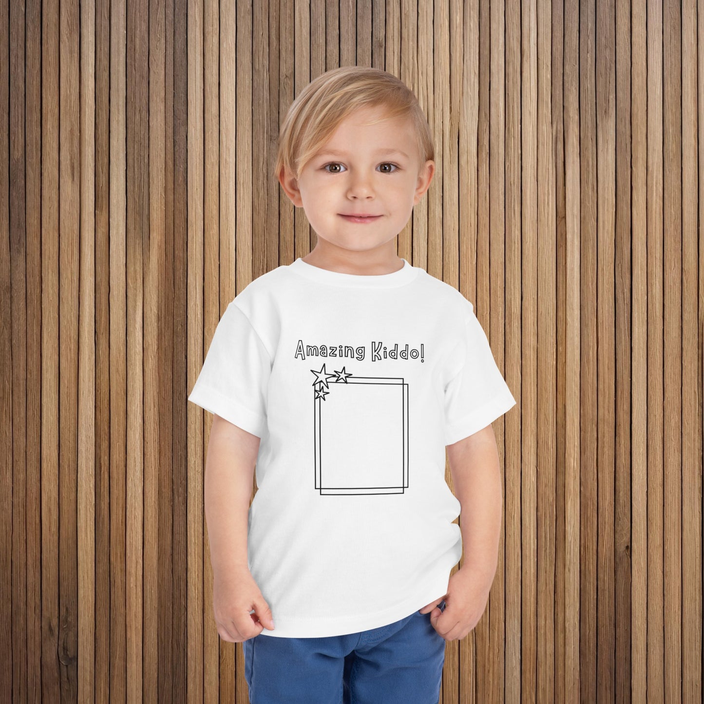 Color Me In & Draw "Amazing Kiddo!" - Toddler Short Sleeve Tee