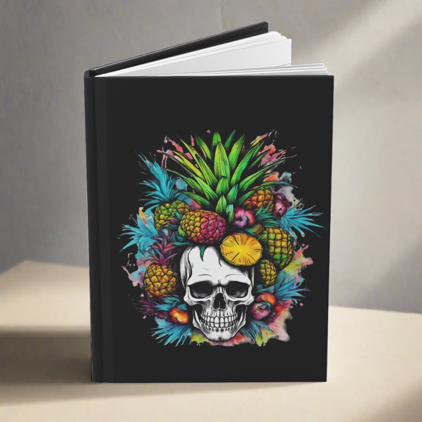 Colorful Mamba Skull on Black Hardcover Journal Matte