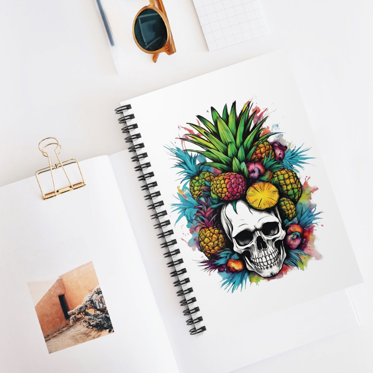 Colorful Mamba Skull Design Spiral Notebook - Ruled Lines