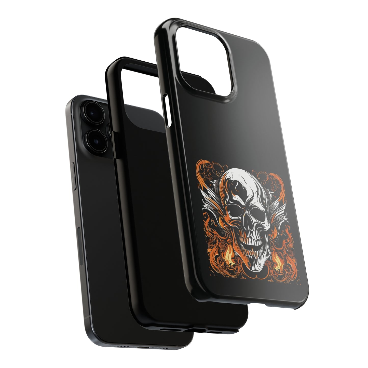 Flaming Skull Design Tough Phone Cases