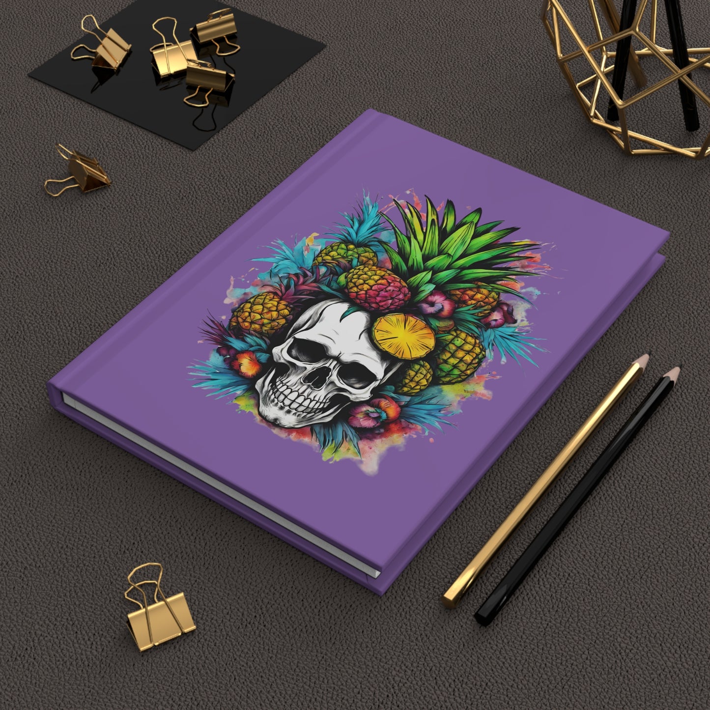 Colorful Mamba Skull on Light Purple Hardcover Journal Matte