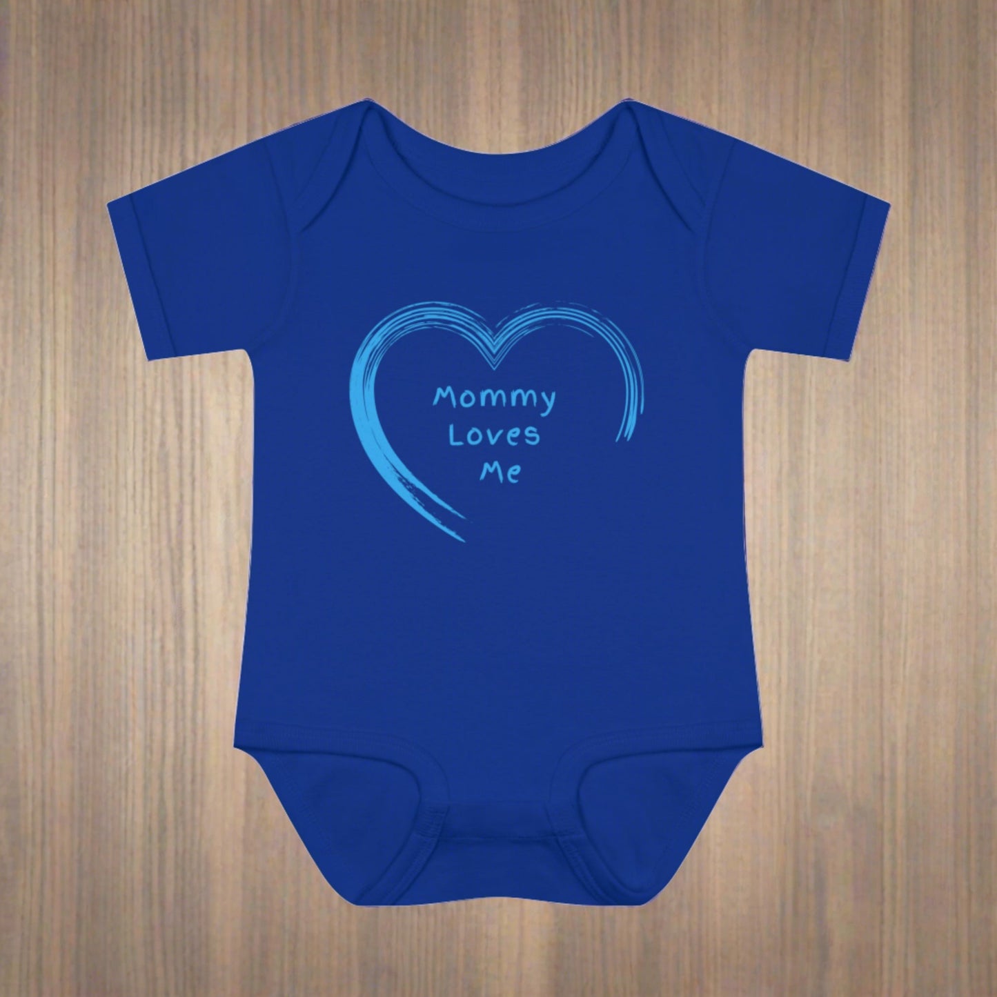 Blue "Mommy Loves Me" Infant Baby Rib Bodysuit Boys