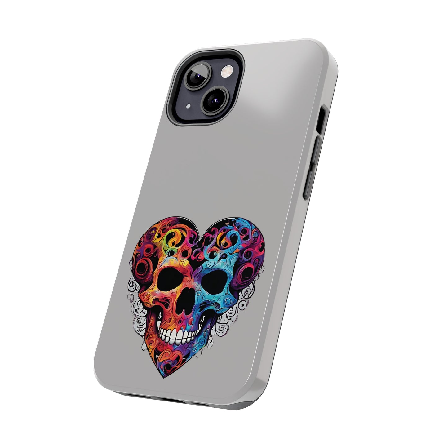 Colorful Heart Skull Tough Phone Cases