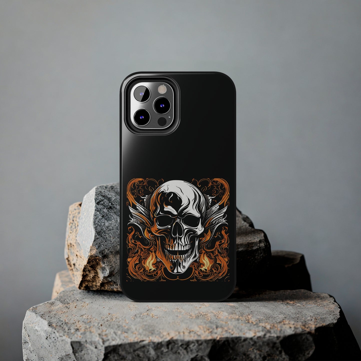 Flaming Skull Design Tough Phone Cases