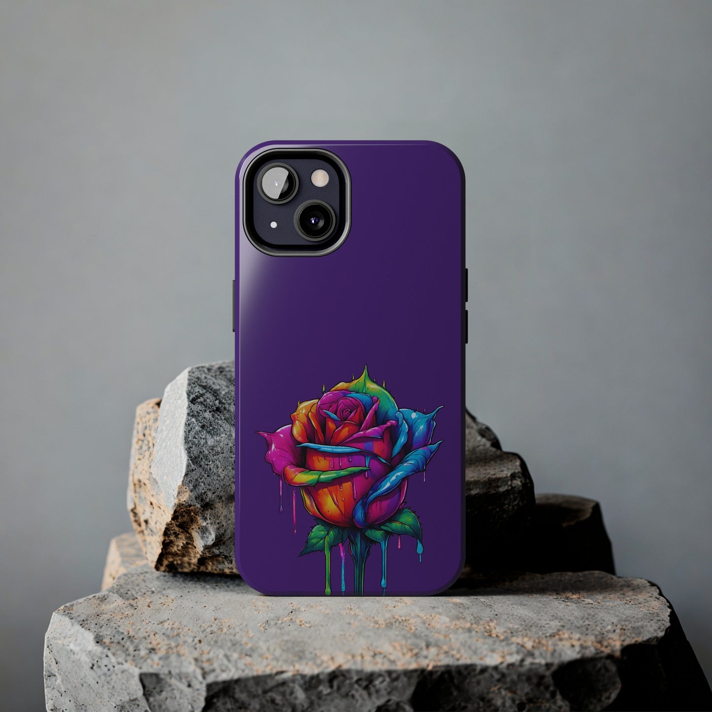 Rose Bleeding Colors on Purple Tough Phone Cases