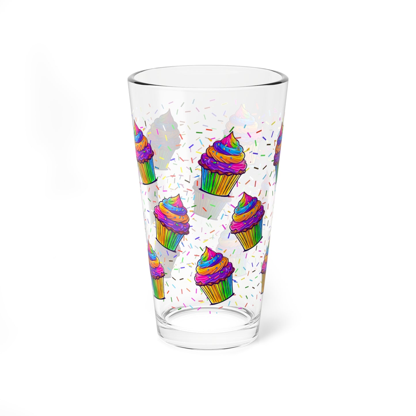 Cupcakes Mixing Glass, 16oz Pint Glass- 90's Nostalgia Neon