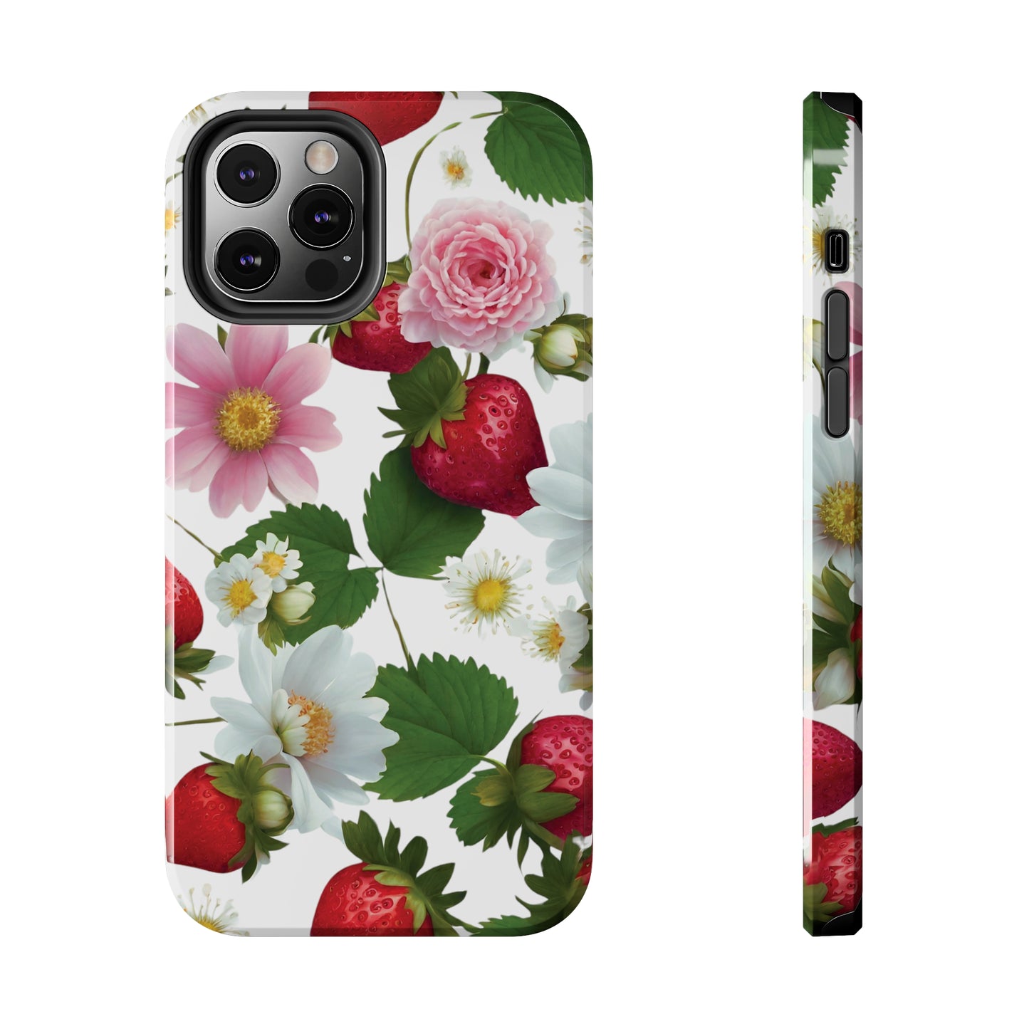 Floral Strawberries Design Tough Phone Cases