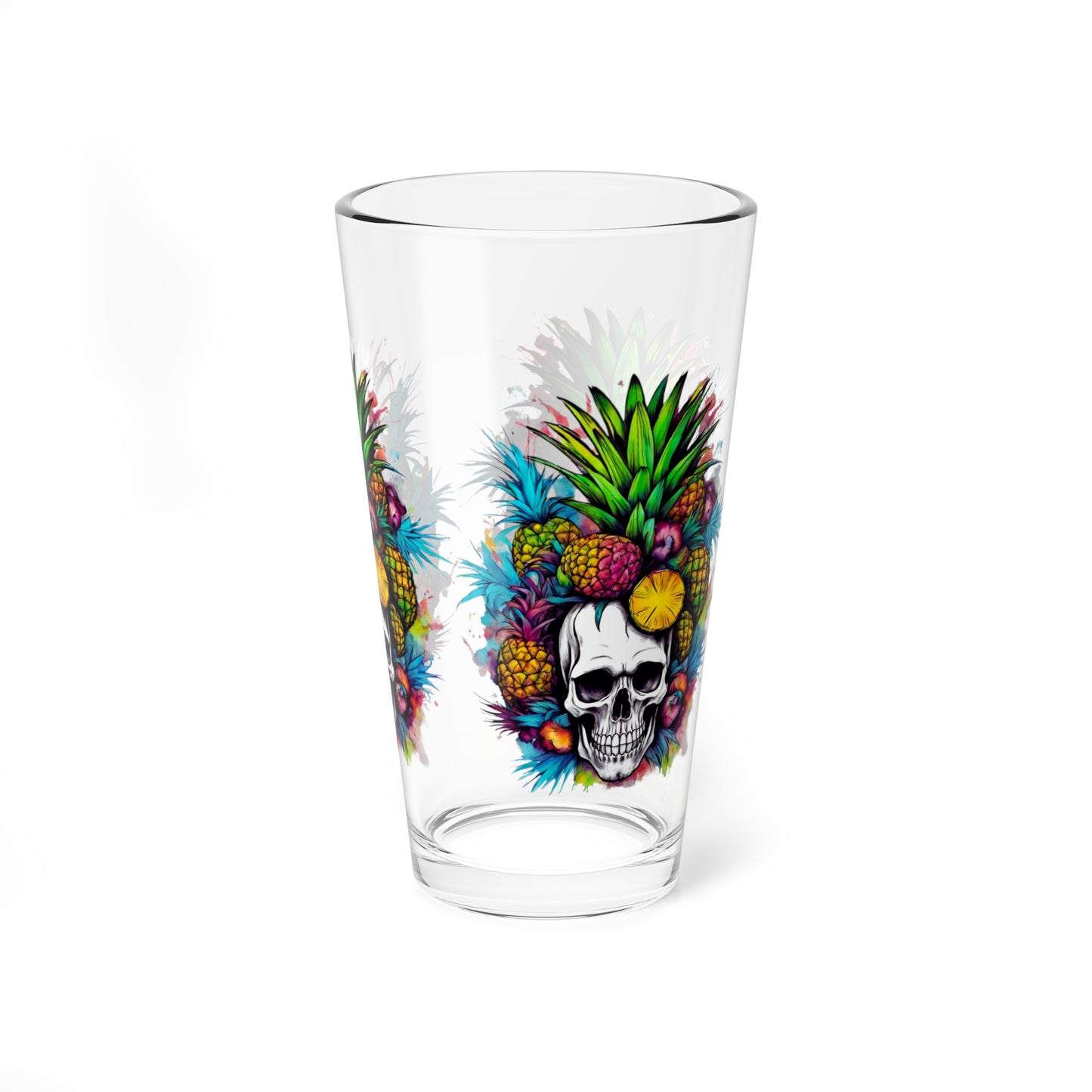 Colorful Mamba Skull Mixing Glass, 16oz Pint Tropical