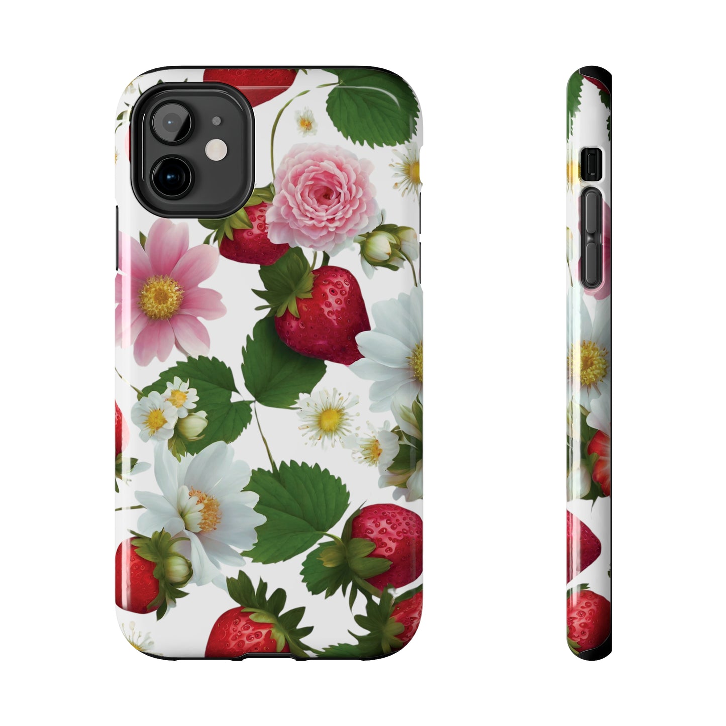 Floral Strawberries Design Tough Phone Cases