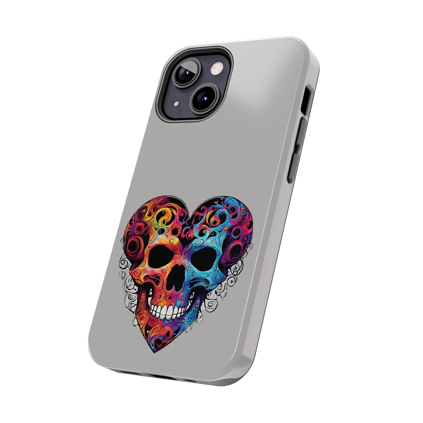 Colorful Heart Skull Tough Phone Cases