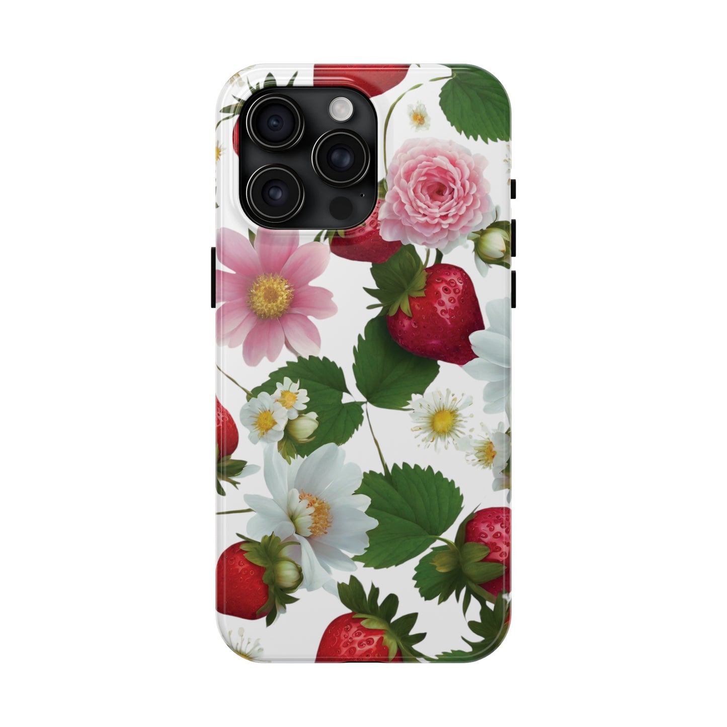 Floral Strawberries Design Tough Phone Cases