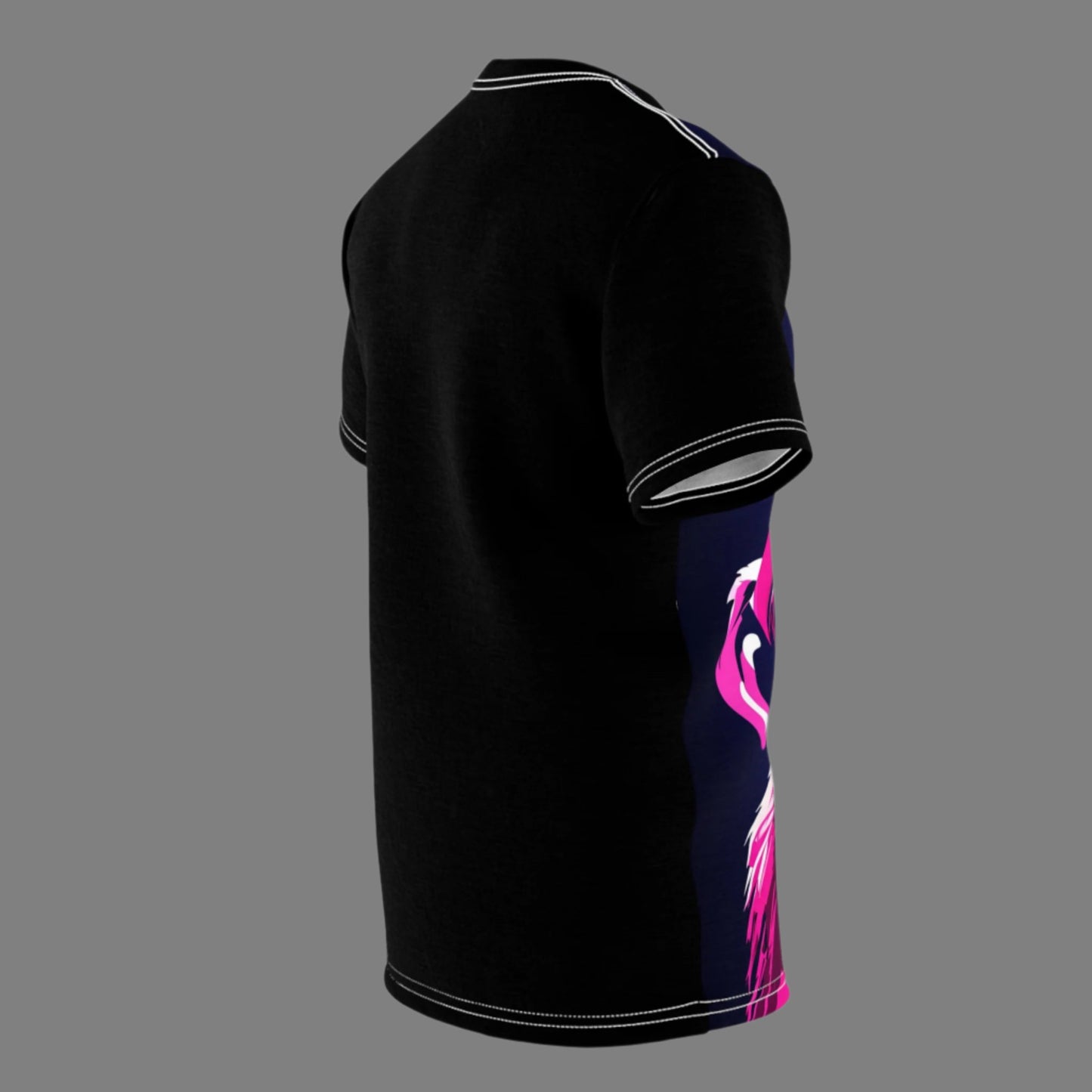 Pink Chimp on Blue and Black Unisex Cut & Sew Tee (AOP)