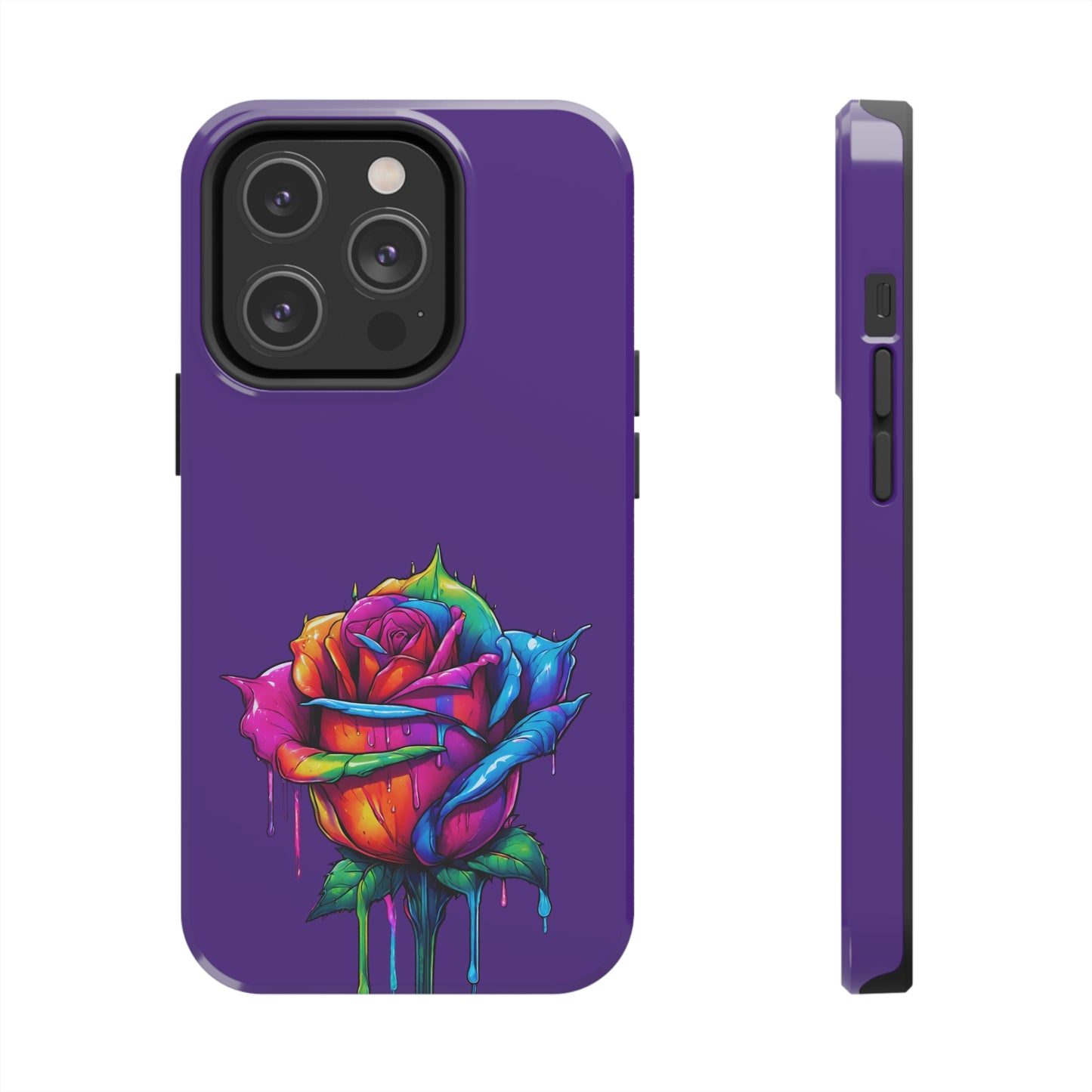 Rose Bleeding Colors on Purple Tough Phone Cases