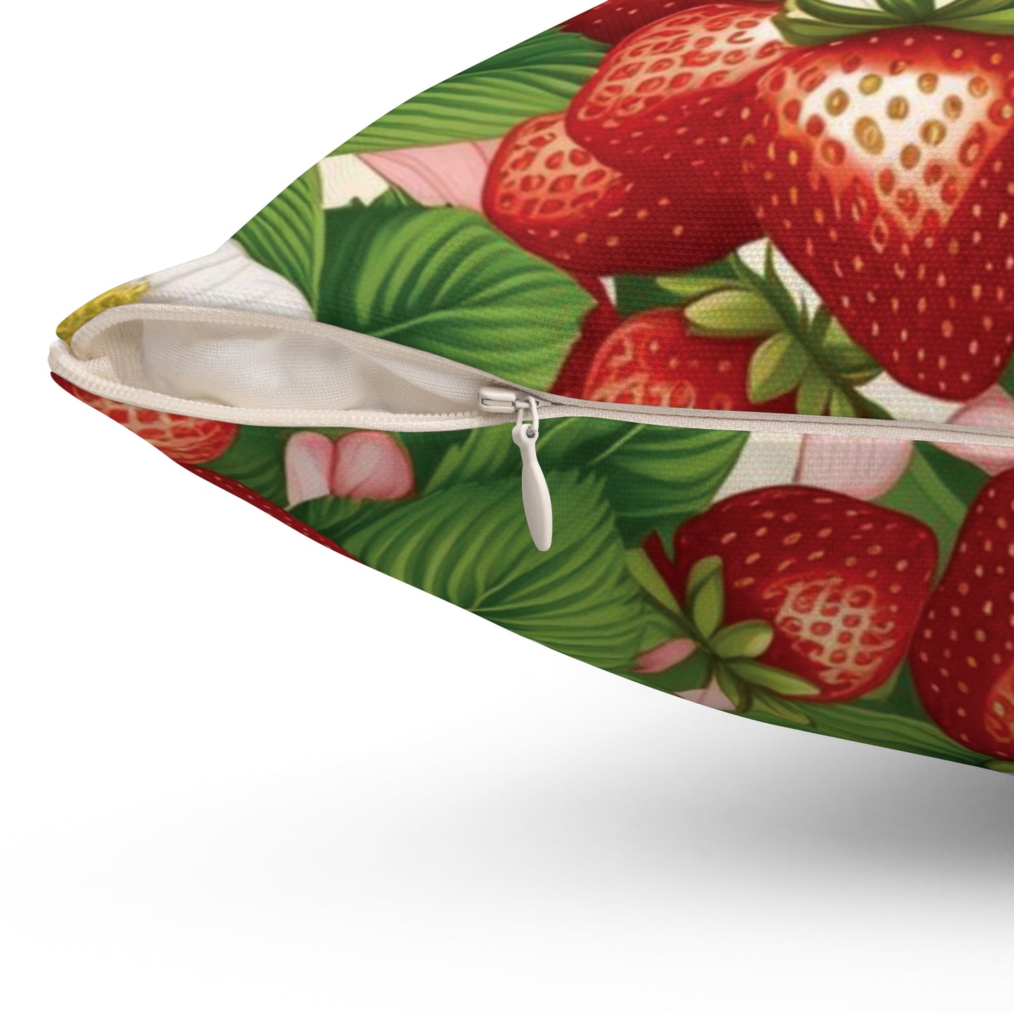 Strawberry Dreams Design on Both Sides of Spun Polyester Square Pillow