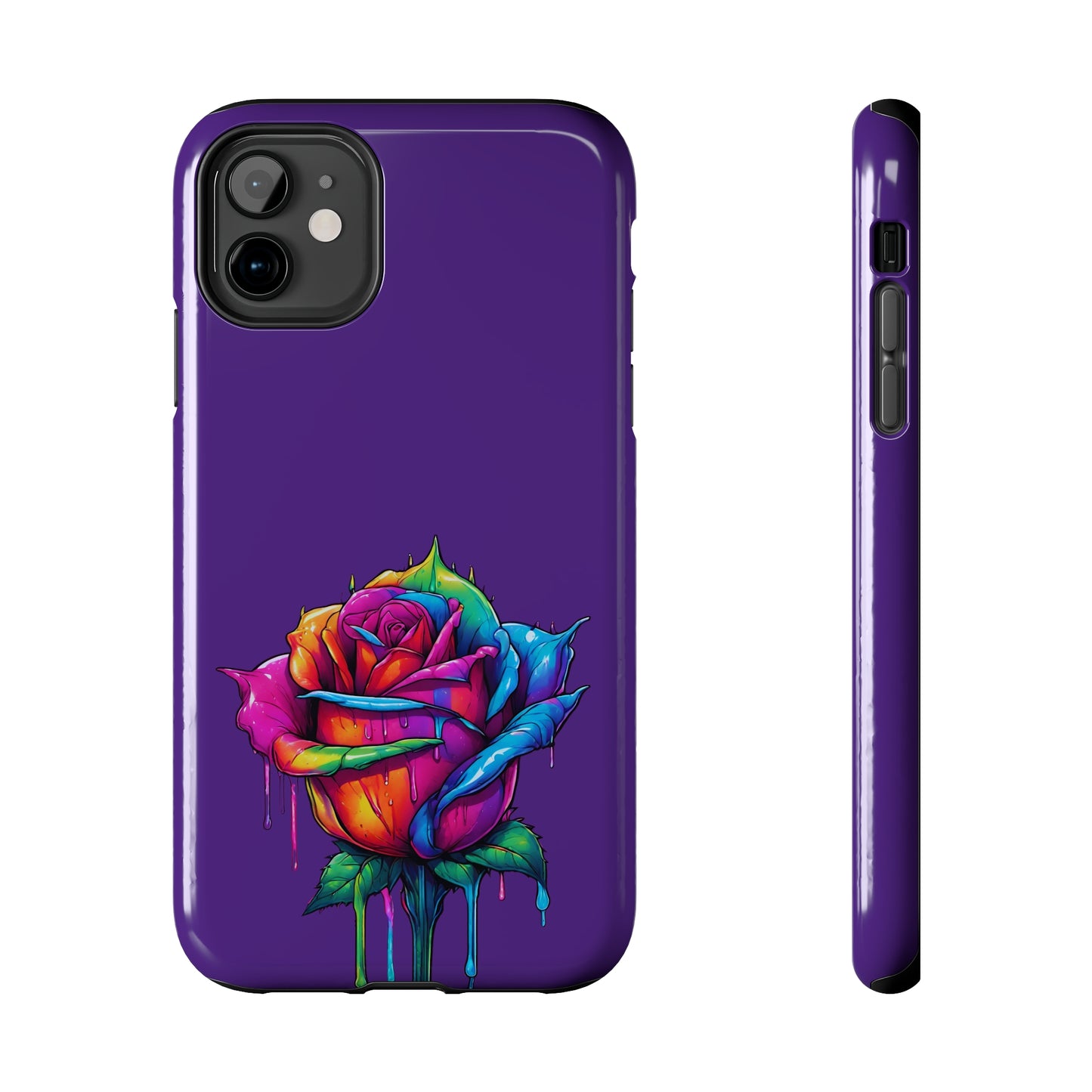 Rose Bleeding Colors on Purple Tough Phone Cases