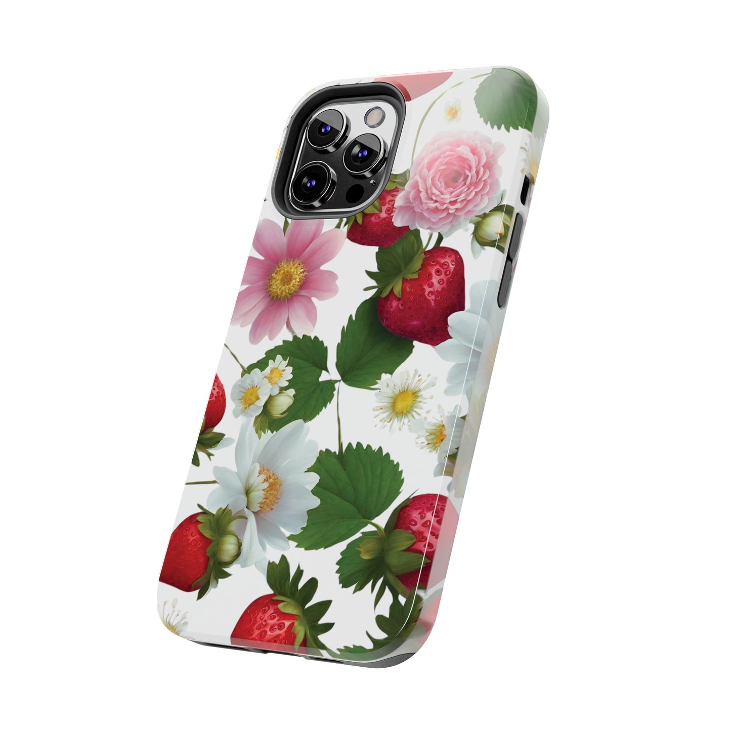 Floral Strawberries Design Tough Phone Cases