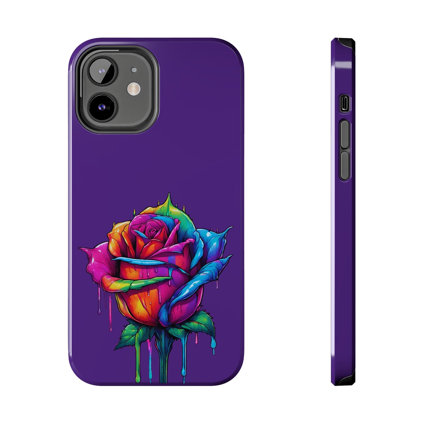 Rose Bleeding Colors on Purple Tough Phone Cases