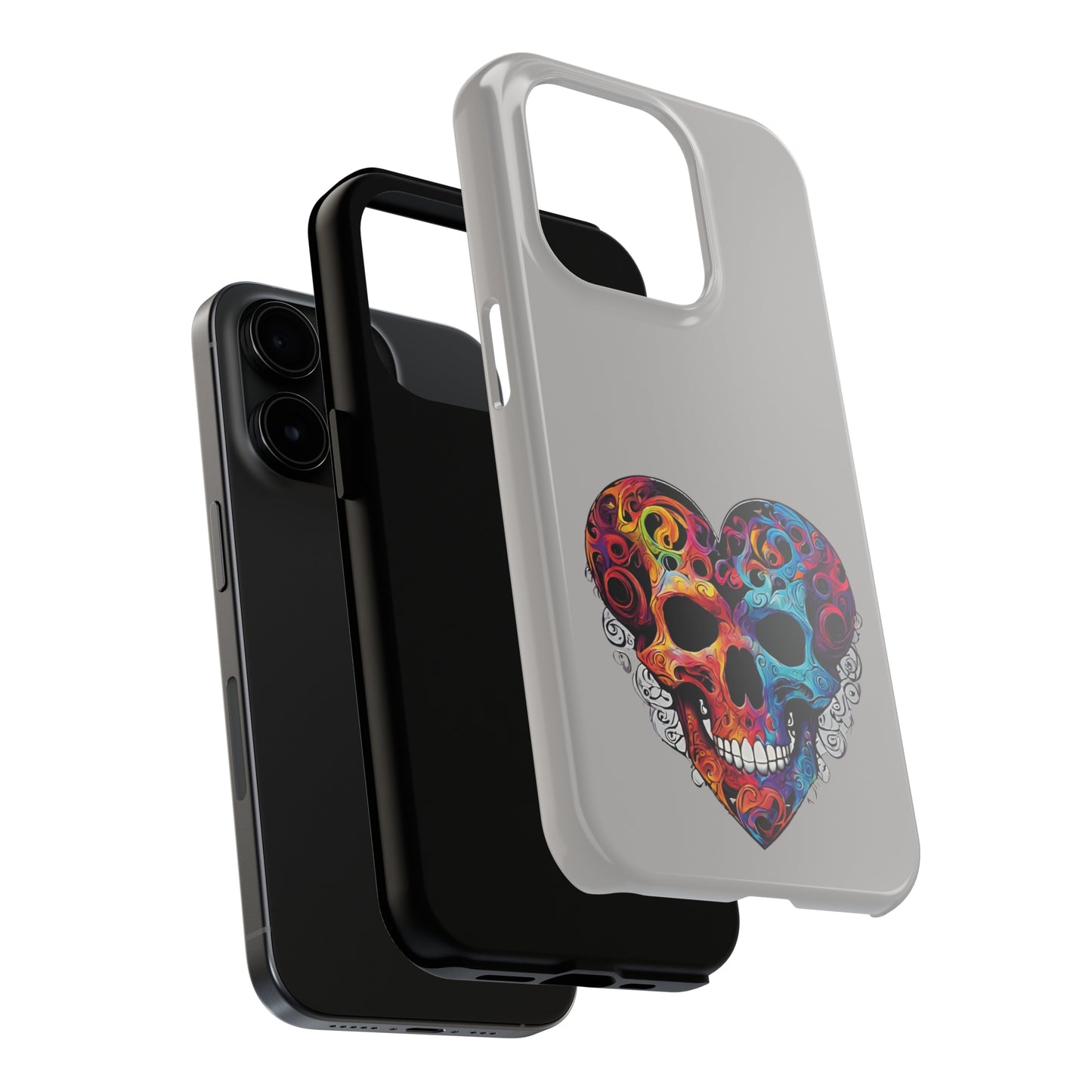 Colorful Heart Skull Tough Phone Cases