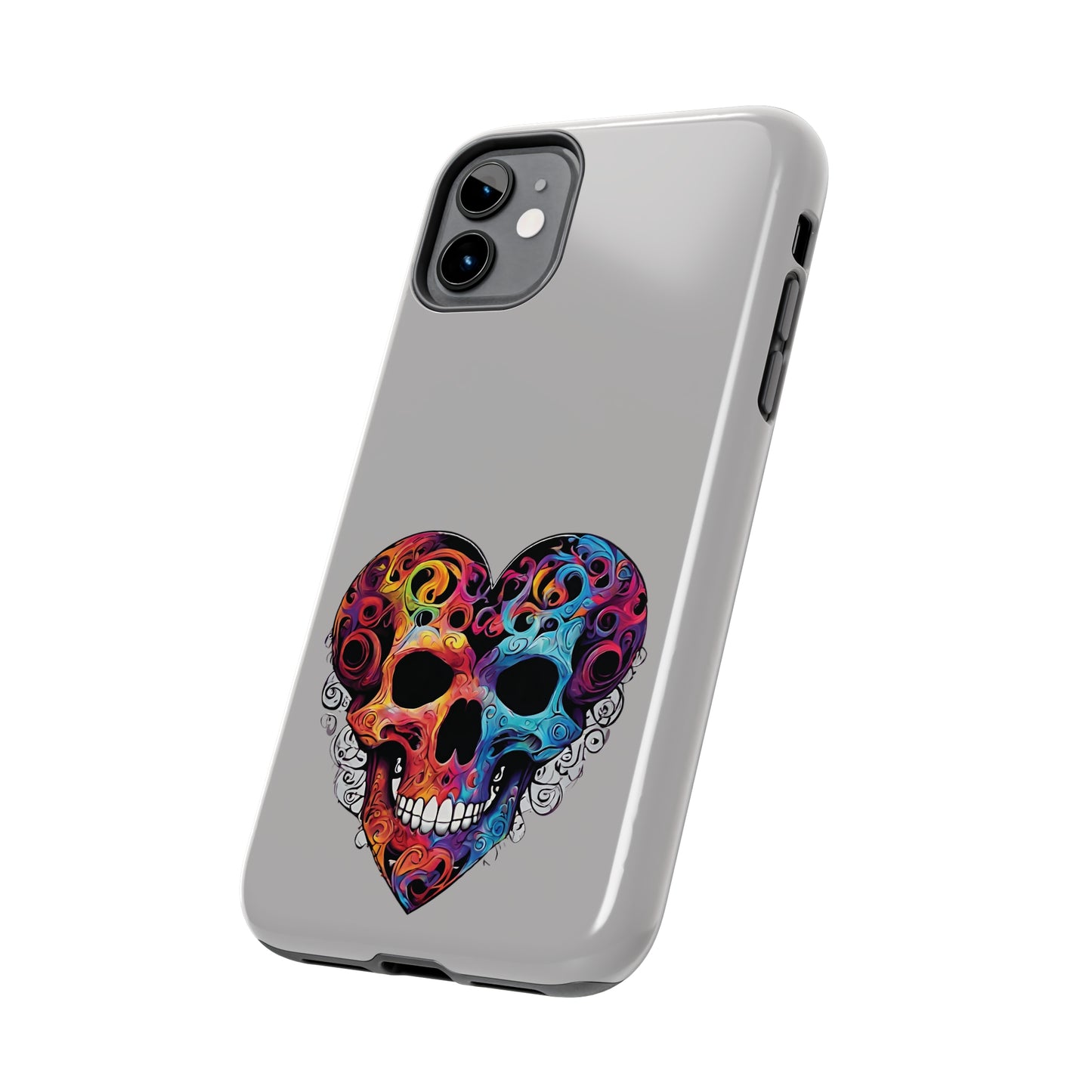 Colorful Heart Skull Tough Phone Cases