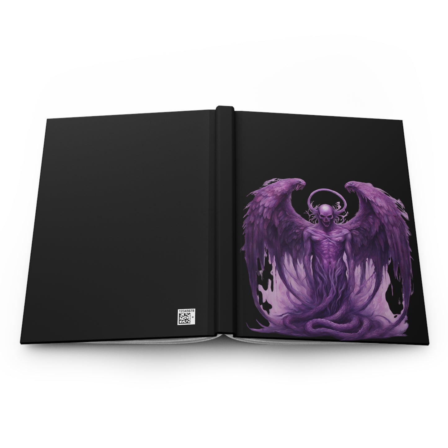 Purple Demon with Wings on Black Hardcover Journal Matte