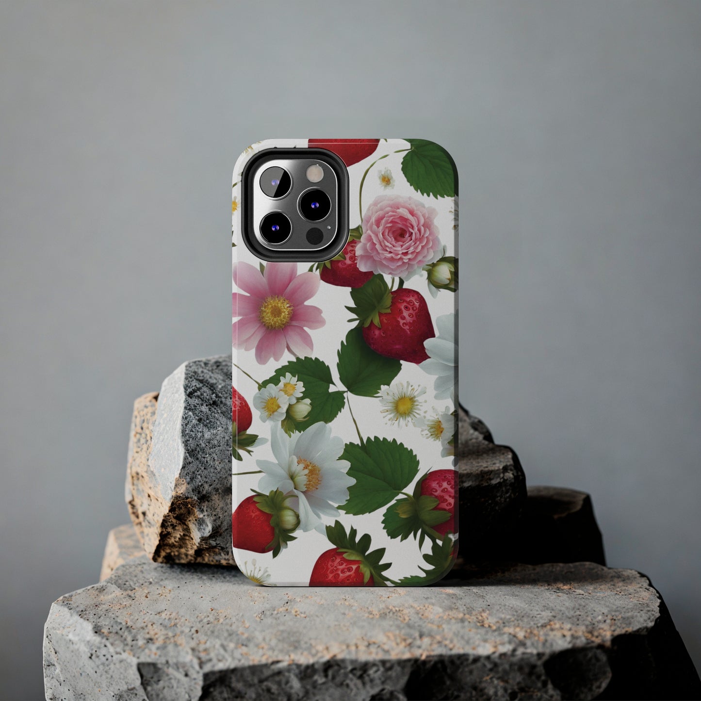 Floral Strawberries Design Tough Phone Cases