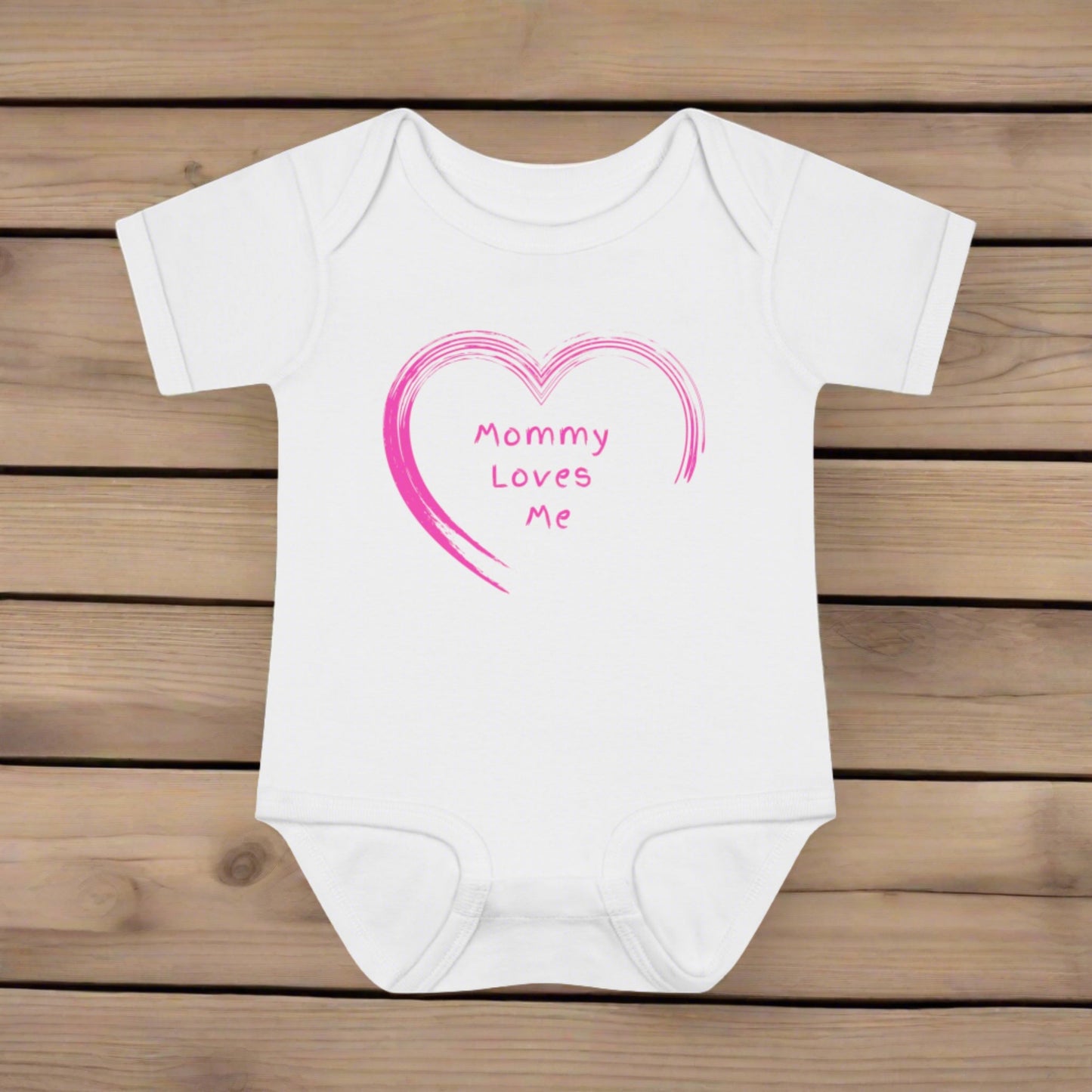 Pink "Mommy Loves Me" Infant Baby Rib Bodysuit