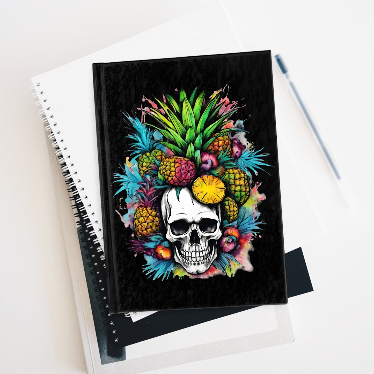 Colorful Mamba Skull on Black Journal - Blank