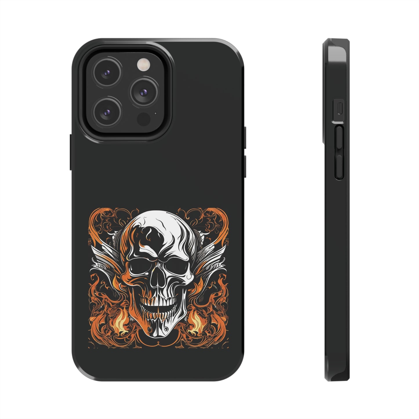 Flaming Skull Design Tough Phone Cases