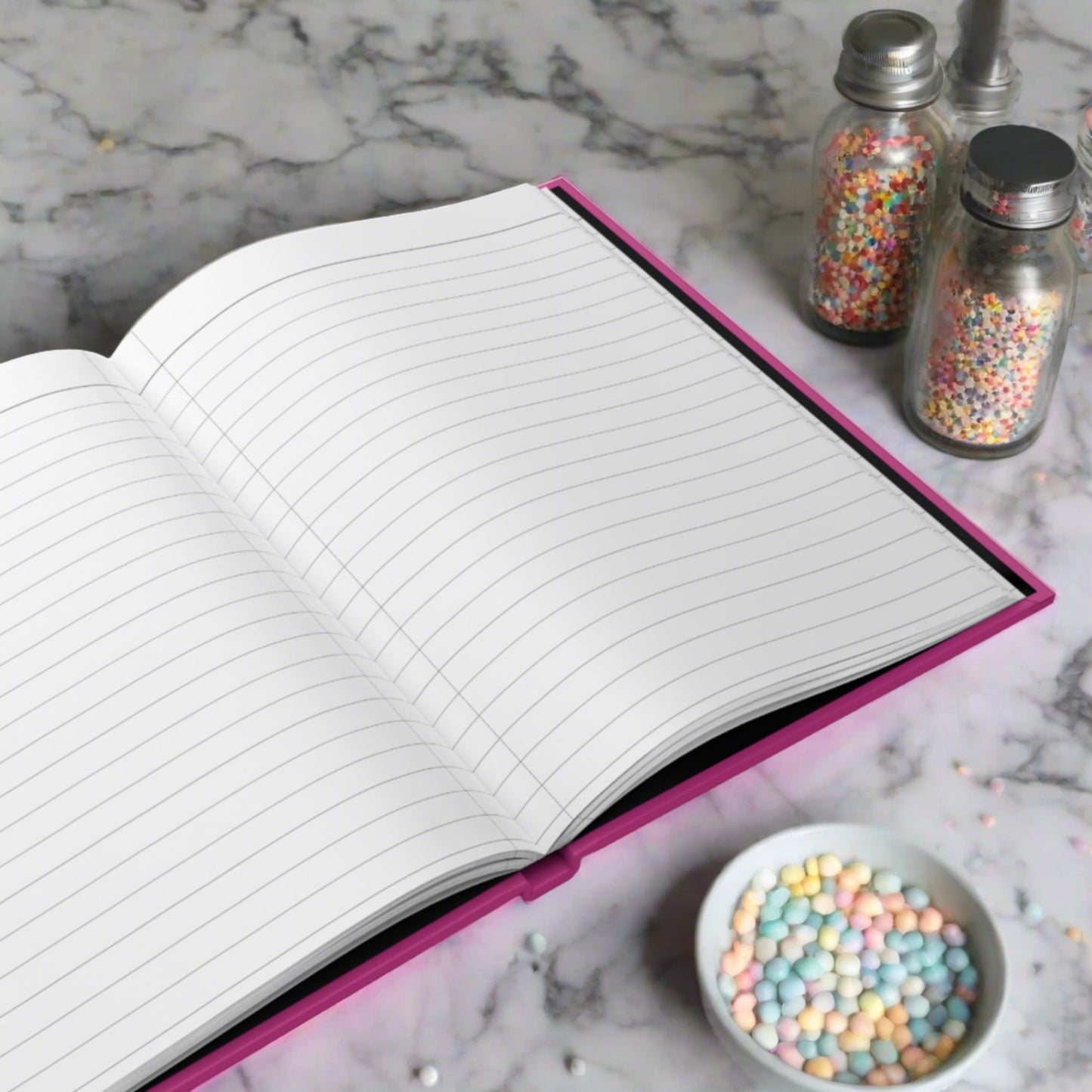 Neon Cupcakes on Pink Hardcover Journal Matte