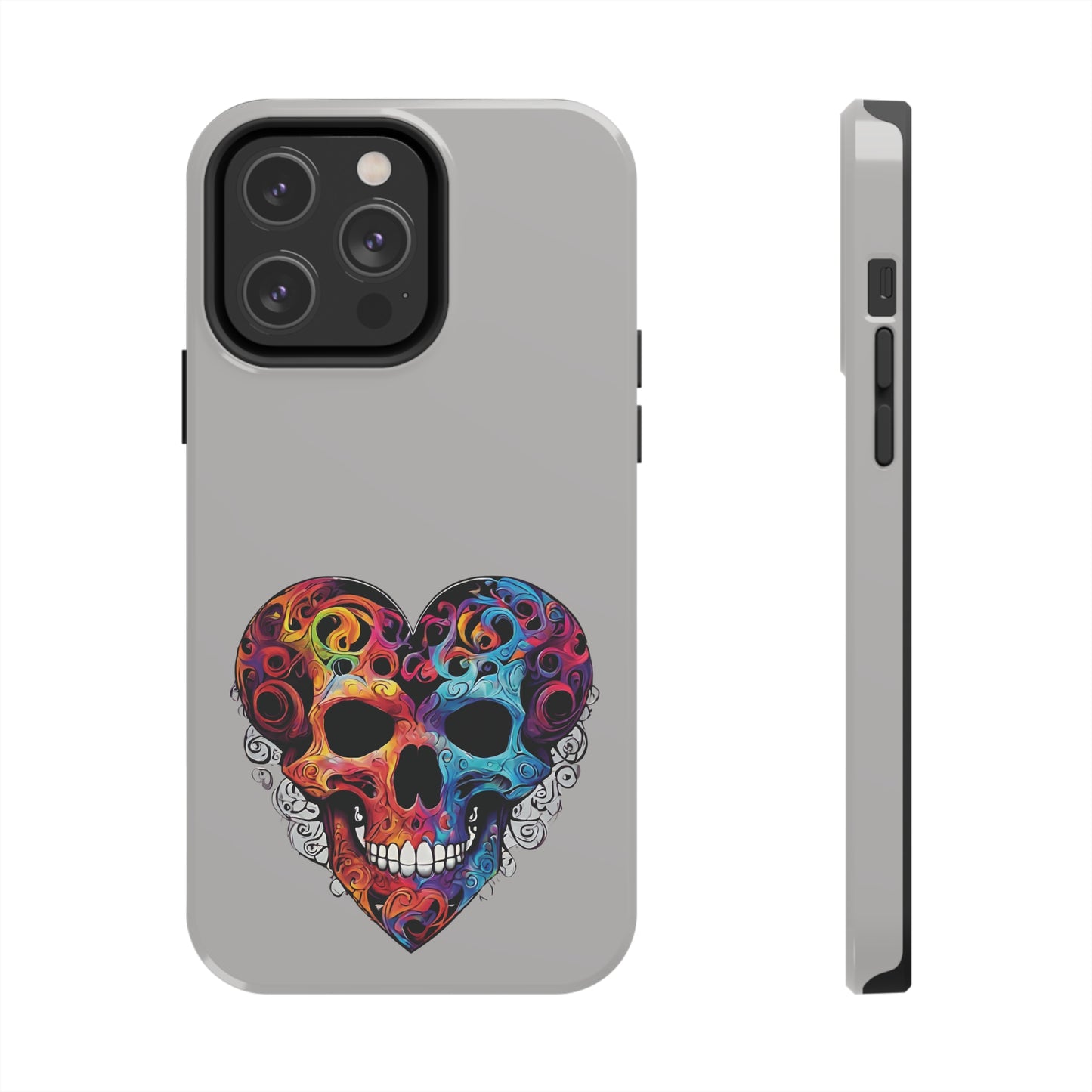 Colorful Heart Skull Tough Phone Cases