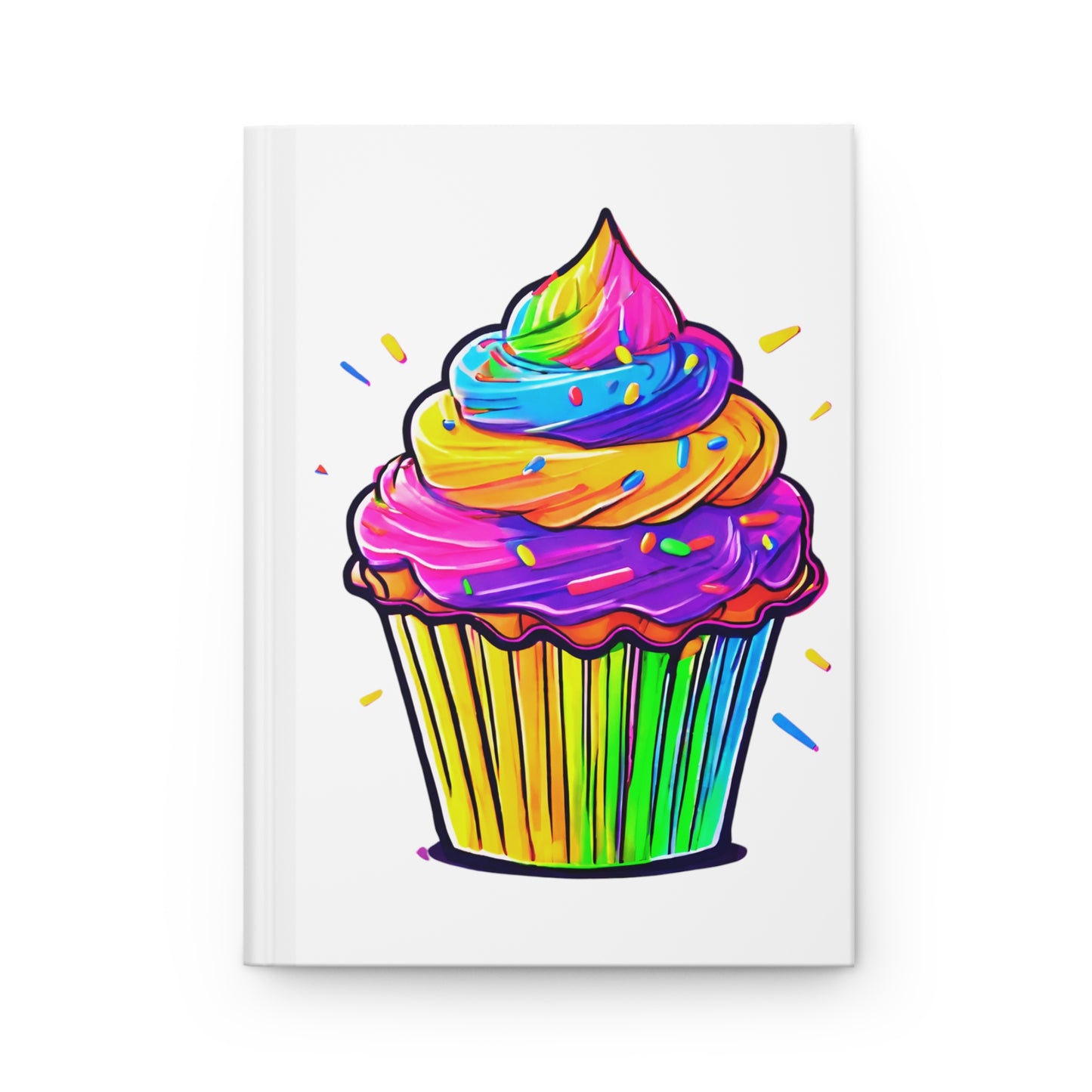Neon Cupcakes on White Hardcover Journal Matte