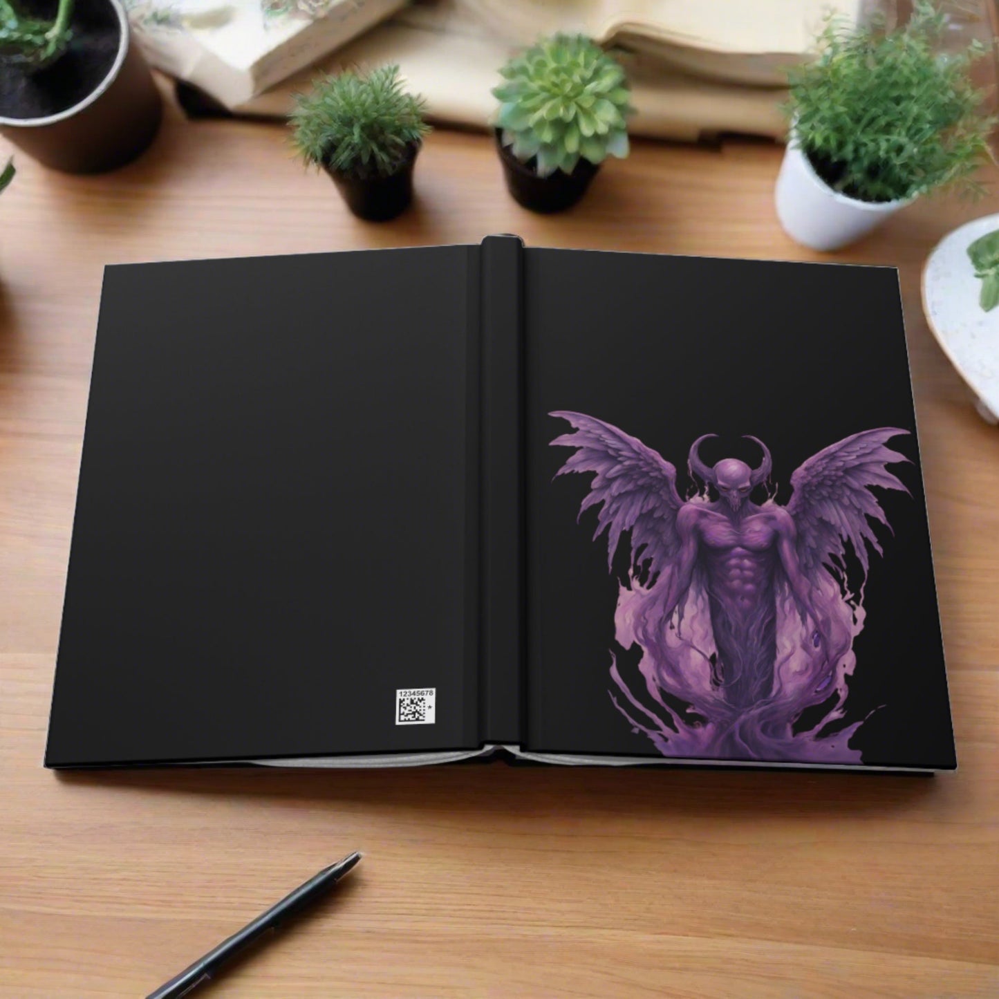 Purple Demon on Black Hardcover Journal Matte