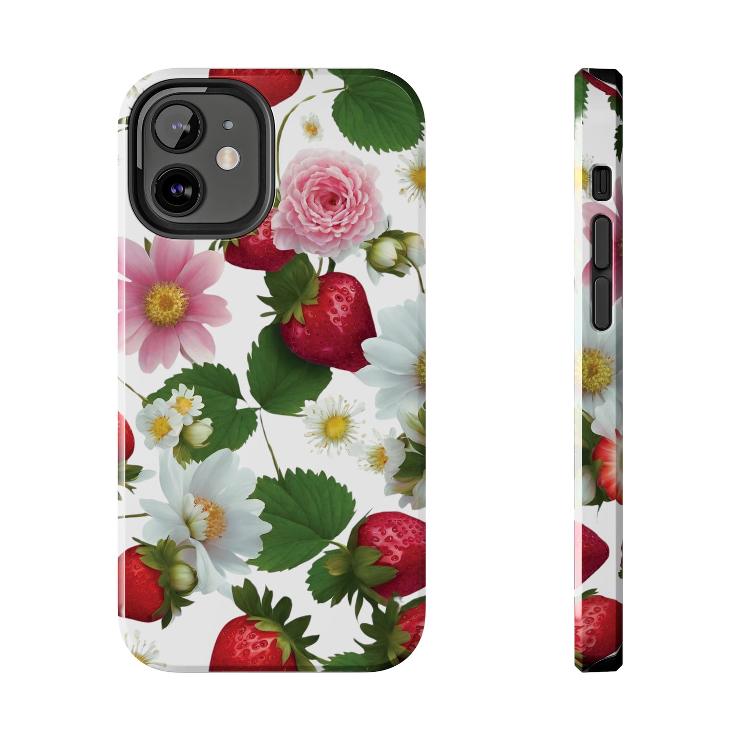 Floral Strawberries Design Tough Phone Cases