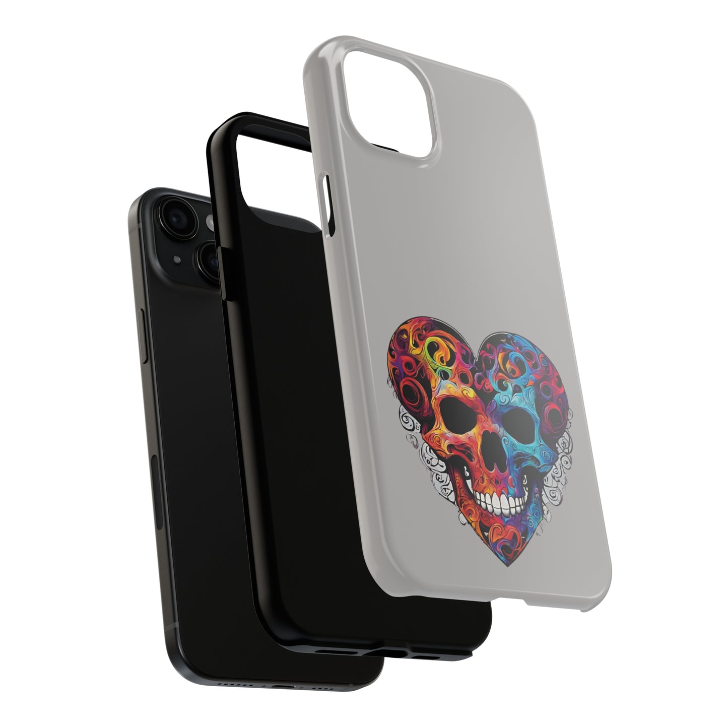 Colorful Heart Skull Tough Phone Cases