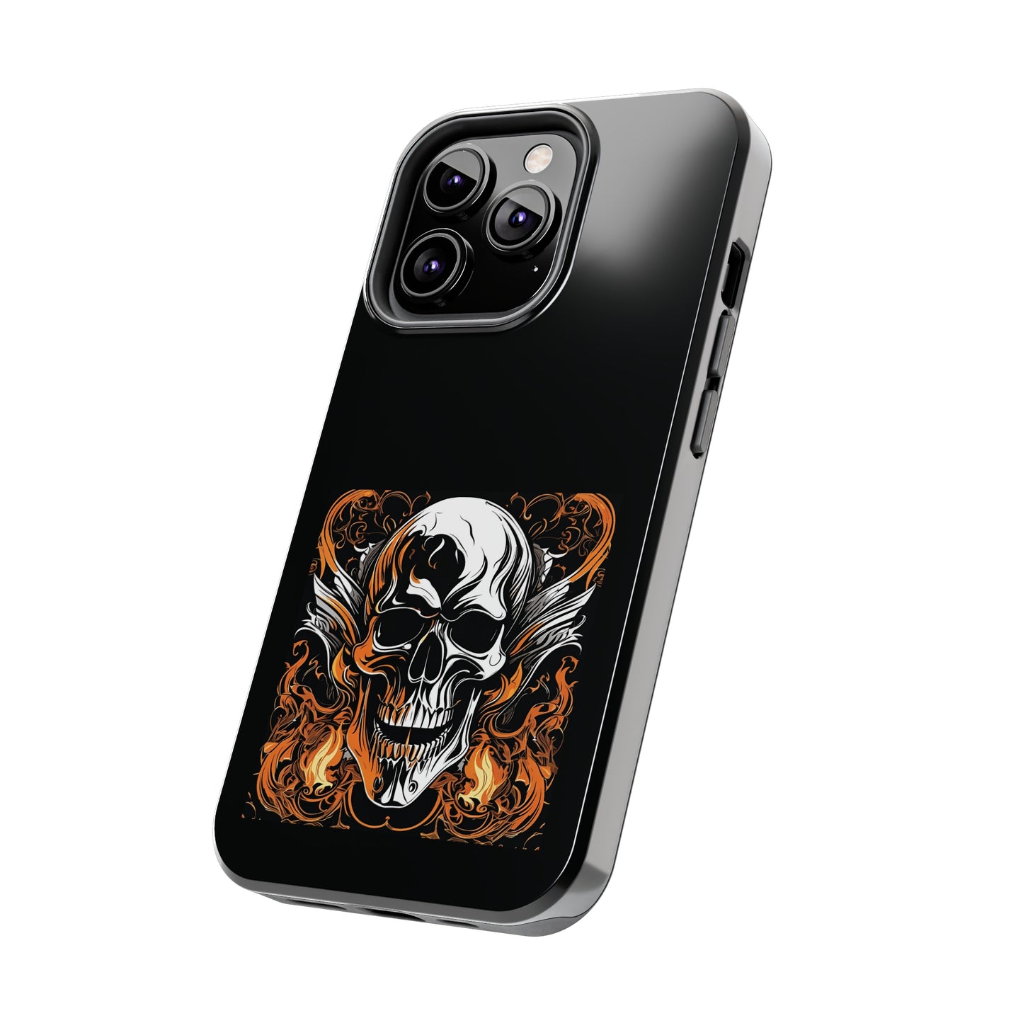 Flaming Skull Design Tough Phone Cases