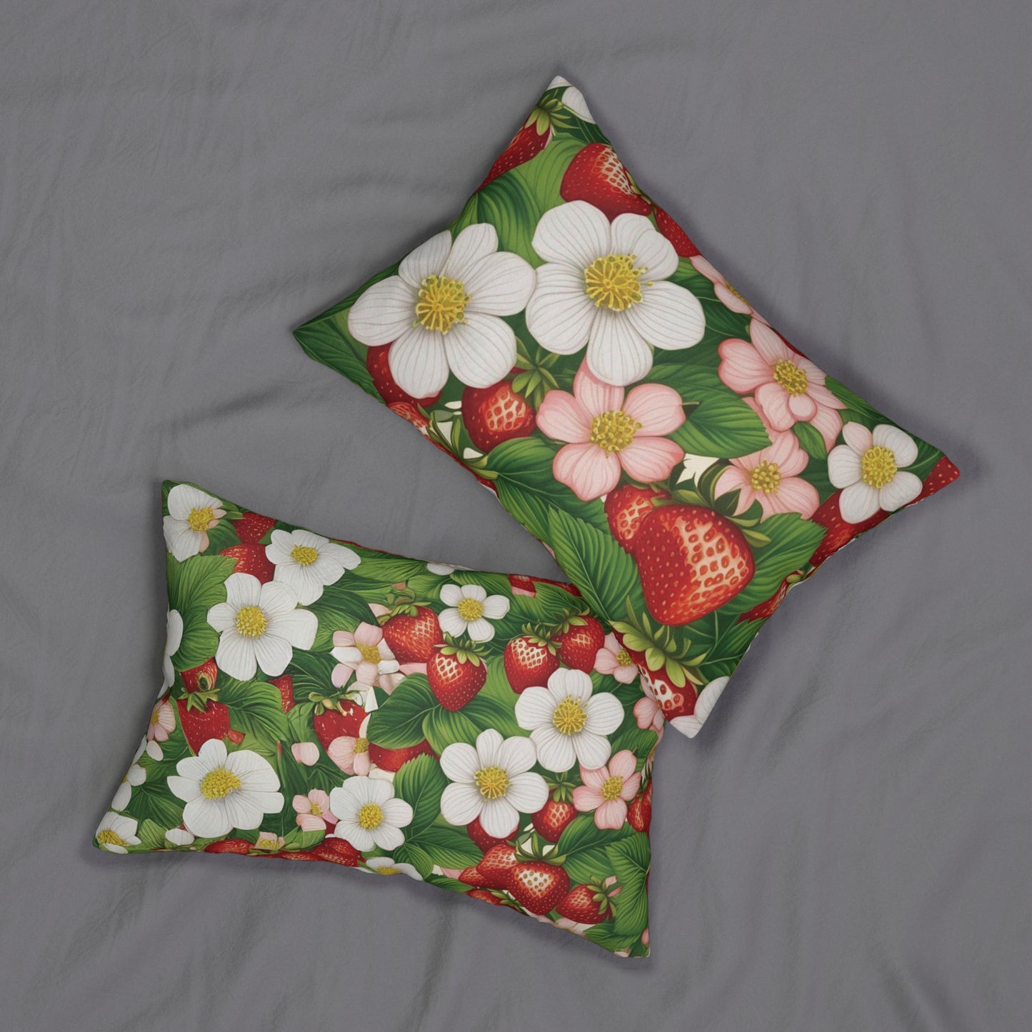 Strawberry Dreams Design Lumbar Pillow Print on Both Sides