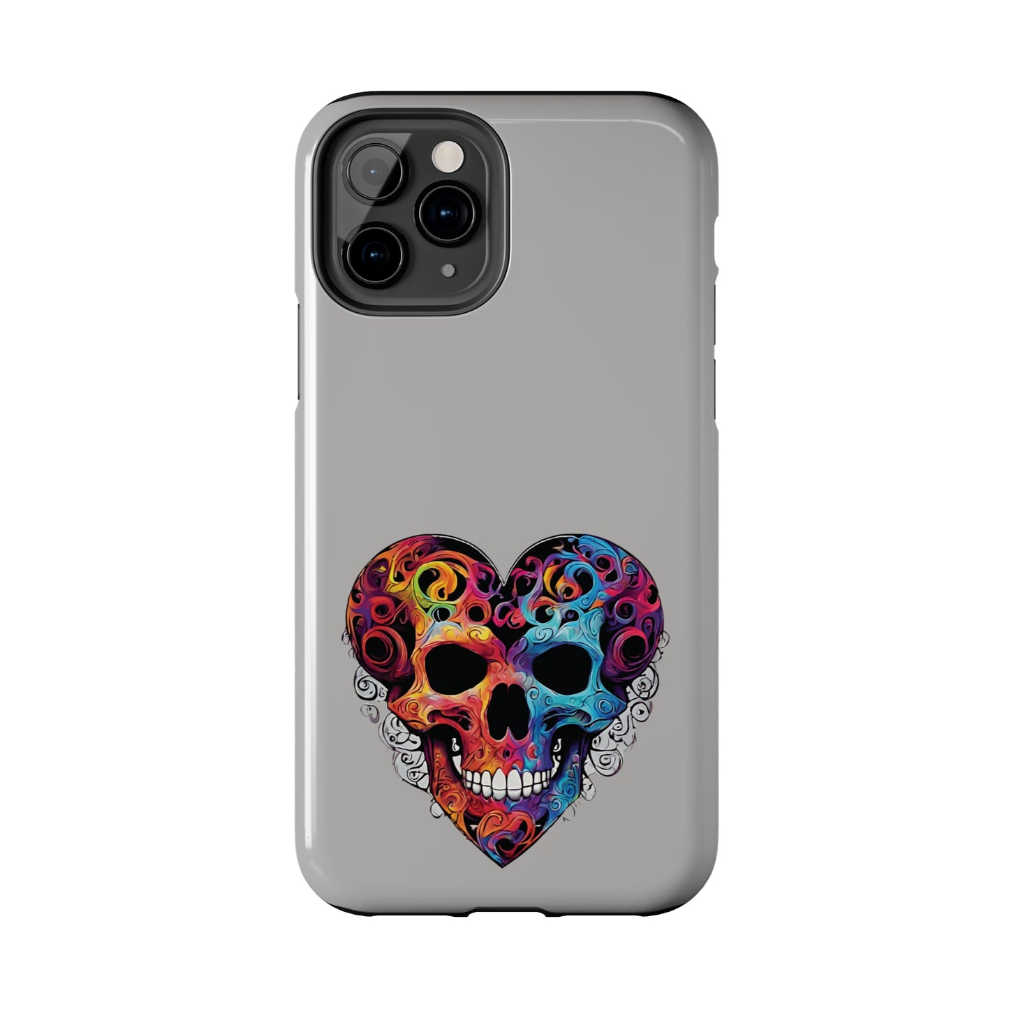 Colorful Heart Skull Tough Phone Cases