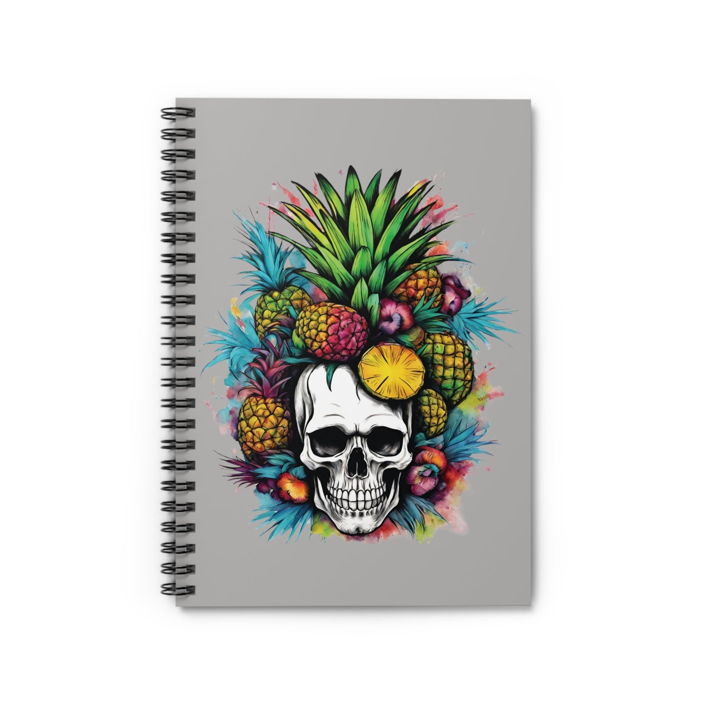 Colorful Mamba Skull Design on Gray Spiral Notebook - Ruled Lines