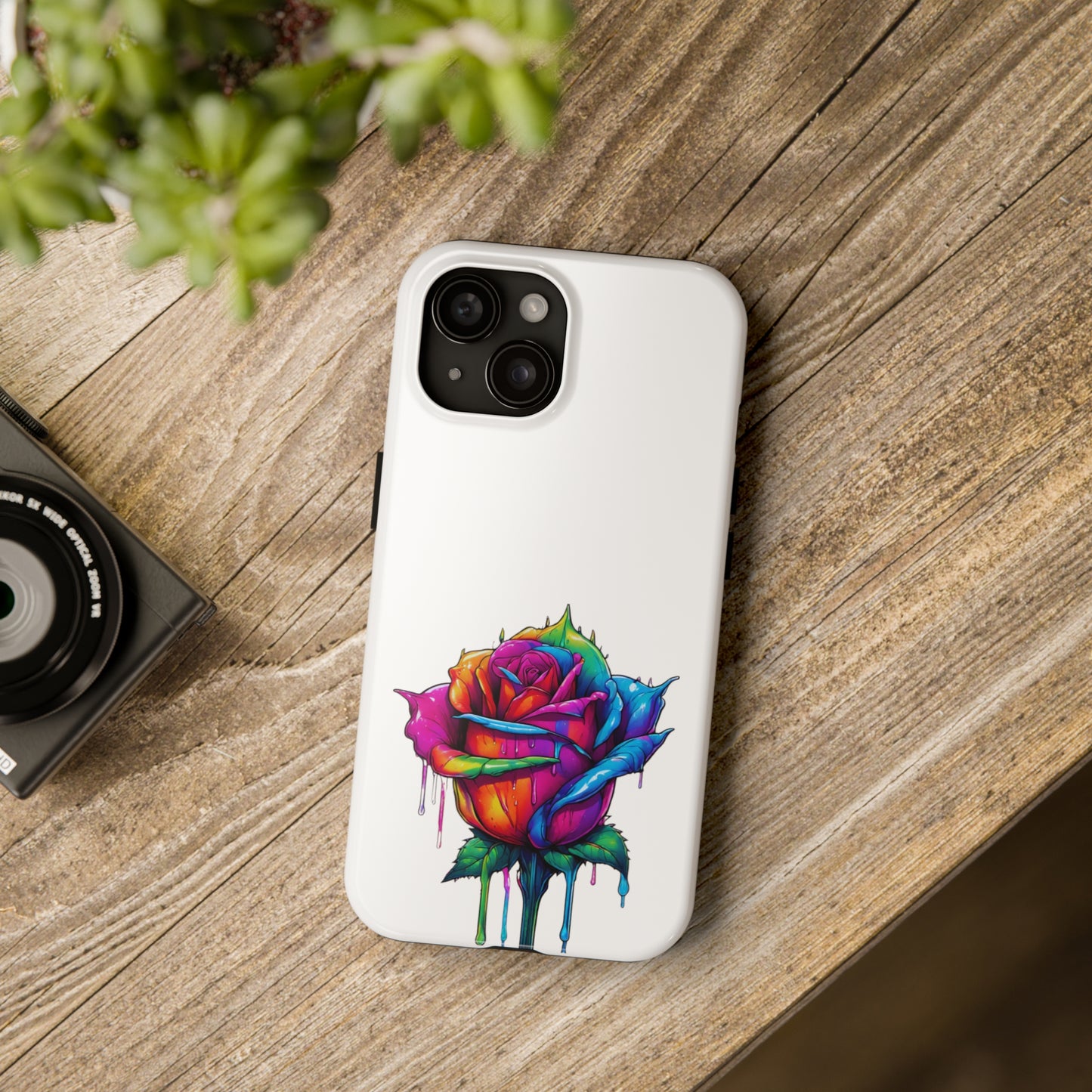 Rose Bleeding Colors On White Tough Phone Cases