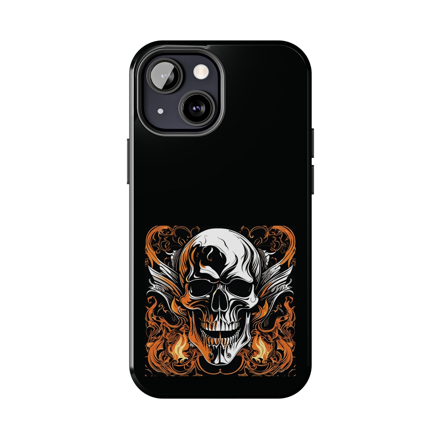 Flaming Skull Design Tough Phone Cases