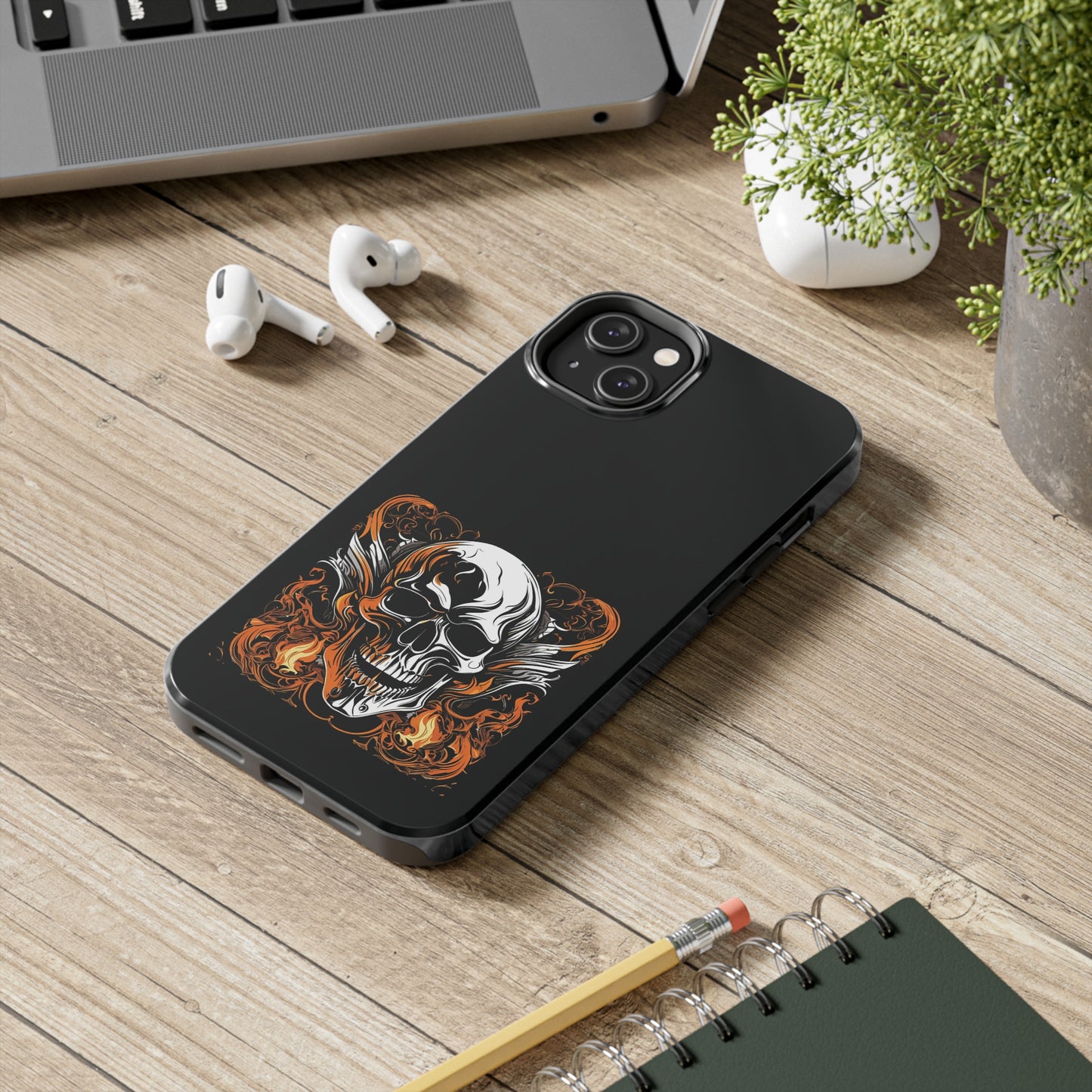Flaming Skull Design Tough Phone Cases