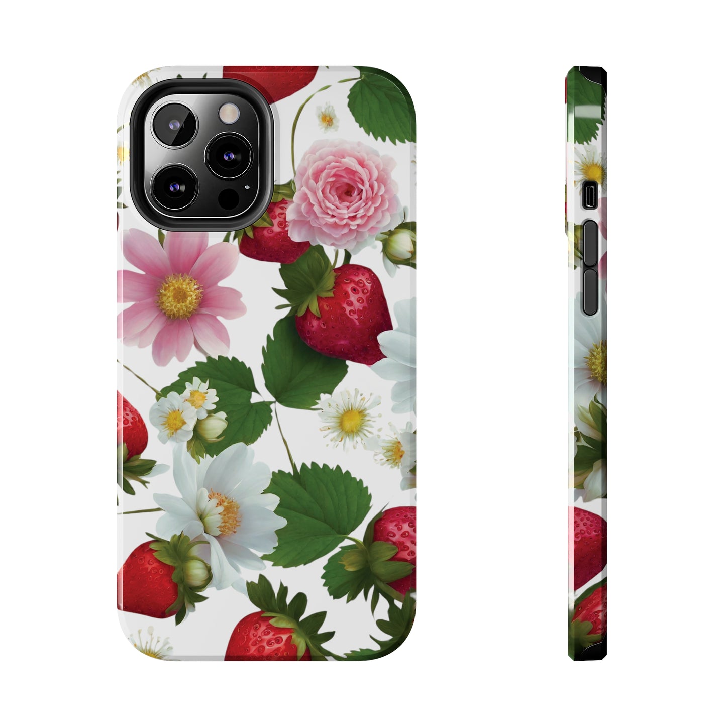 Floral Strawberries Design Tough Phone Cases