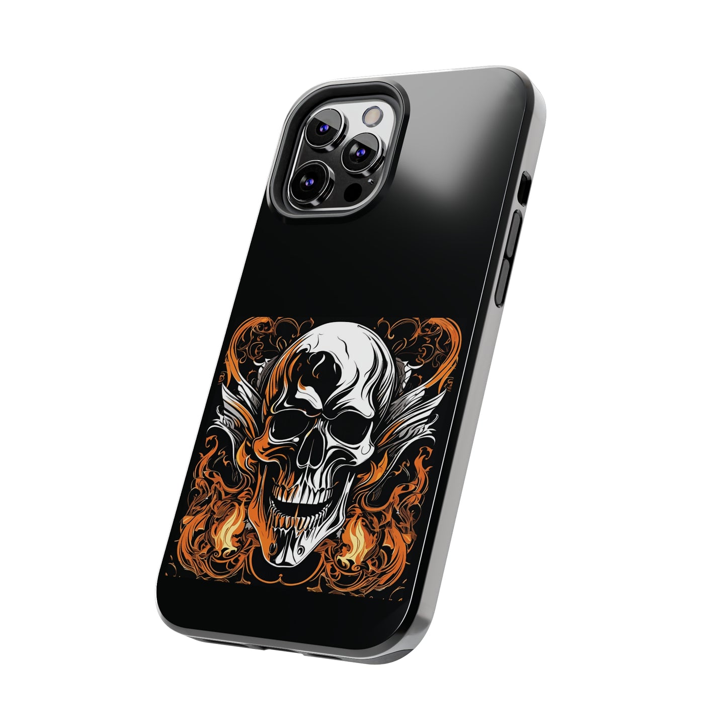 Flaming Skull Design Tough Phone Cases
