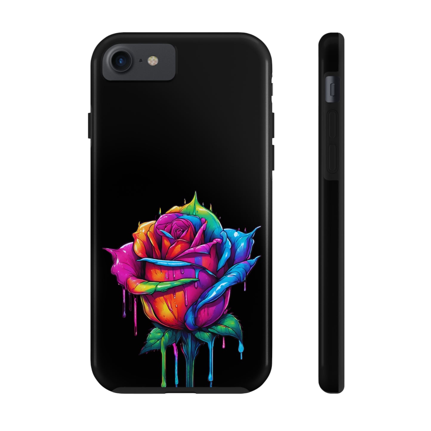 Rose Bleeding Colors on Black Tough Phone Cases