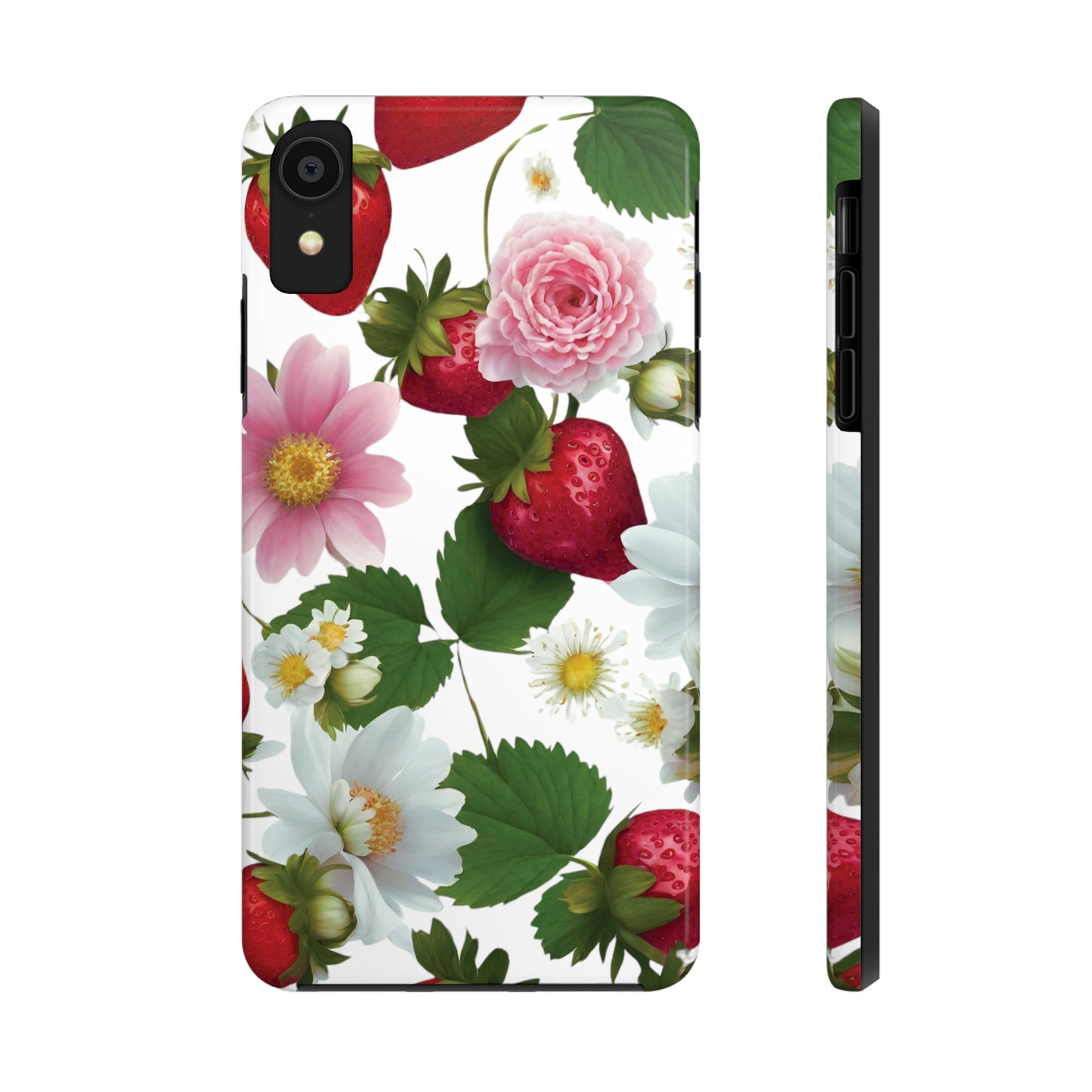 Floral Strawberries Design Tough Phone Cases