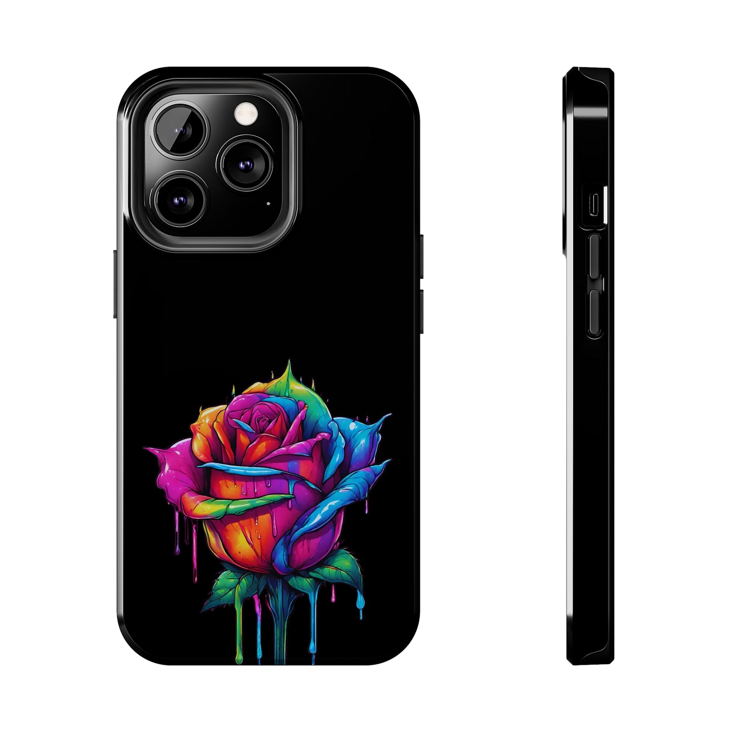 Rose Bleeding Colors on Black Tough Phone Cases