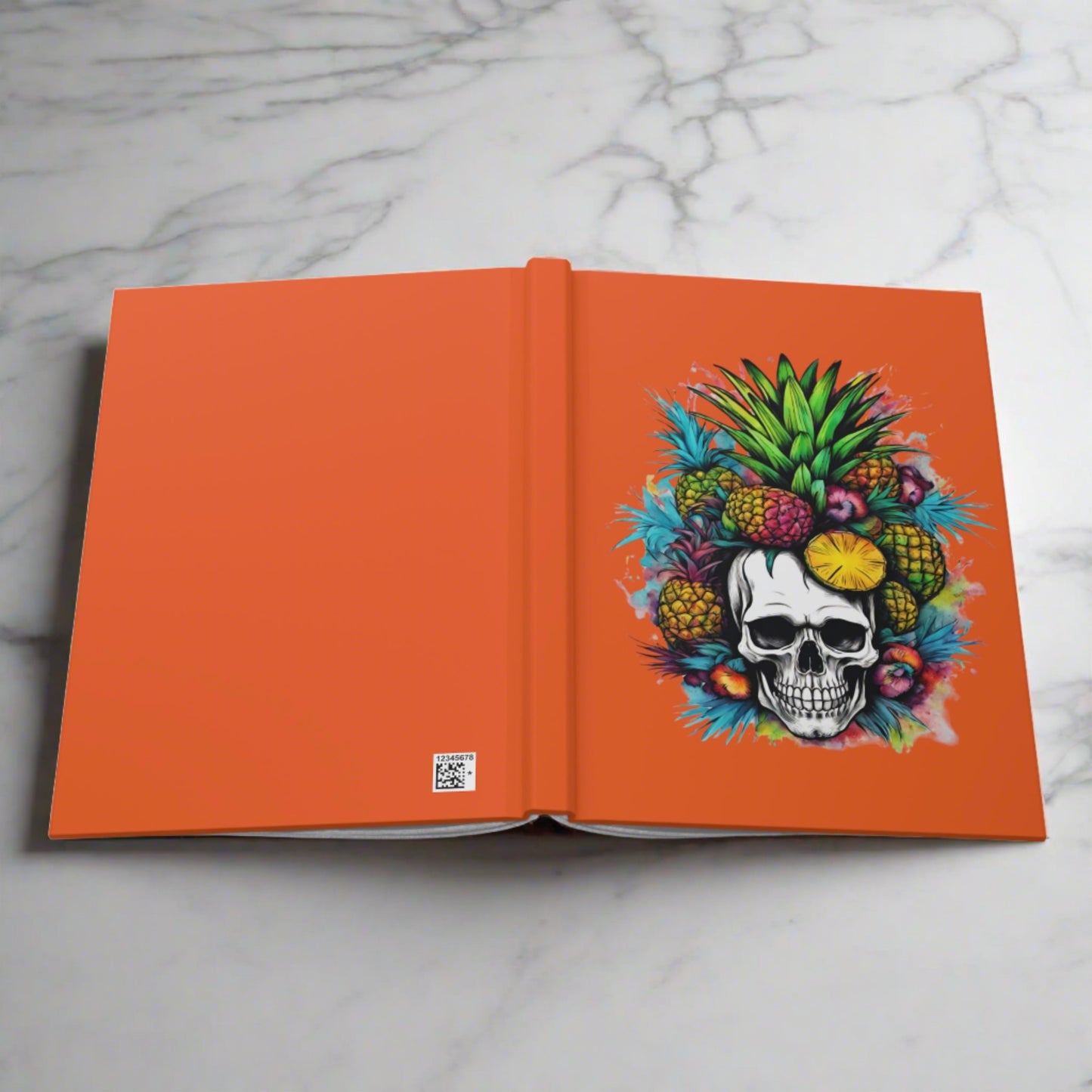Colorful Mamba Skull on Orange Hardcover Journal Matte