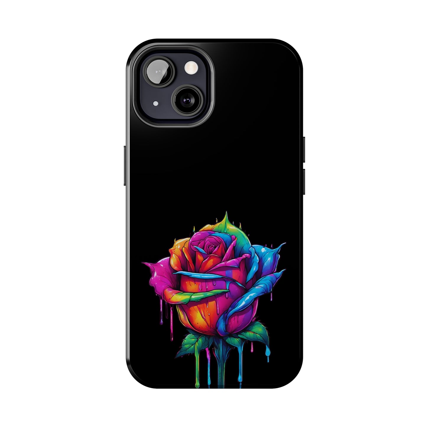 Rose Bleeding Colors on Black Tough Phone Cases