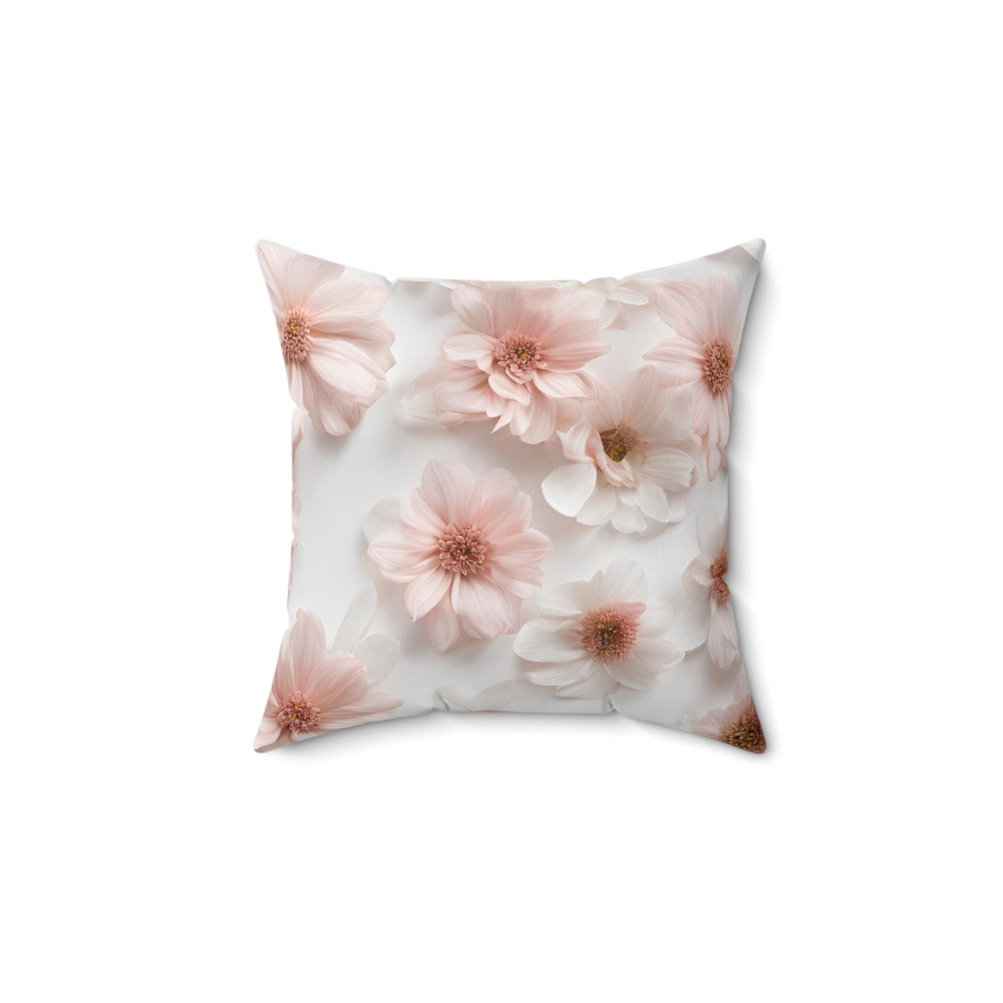 Blush Pink Floral Design Both Sides on Spun Polyester Square Pillow