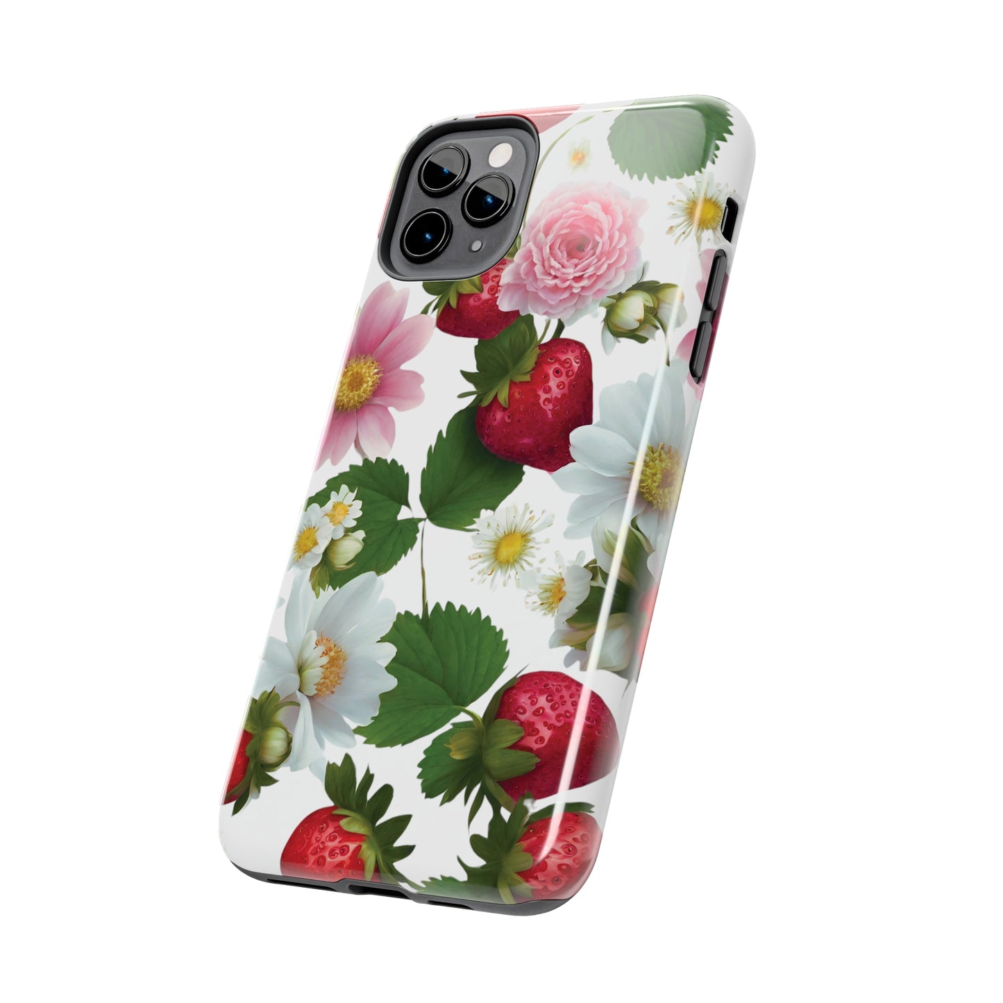 Floral Strawberries Design Tough Phone Cases